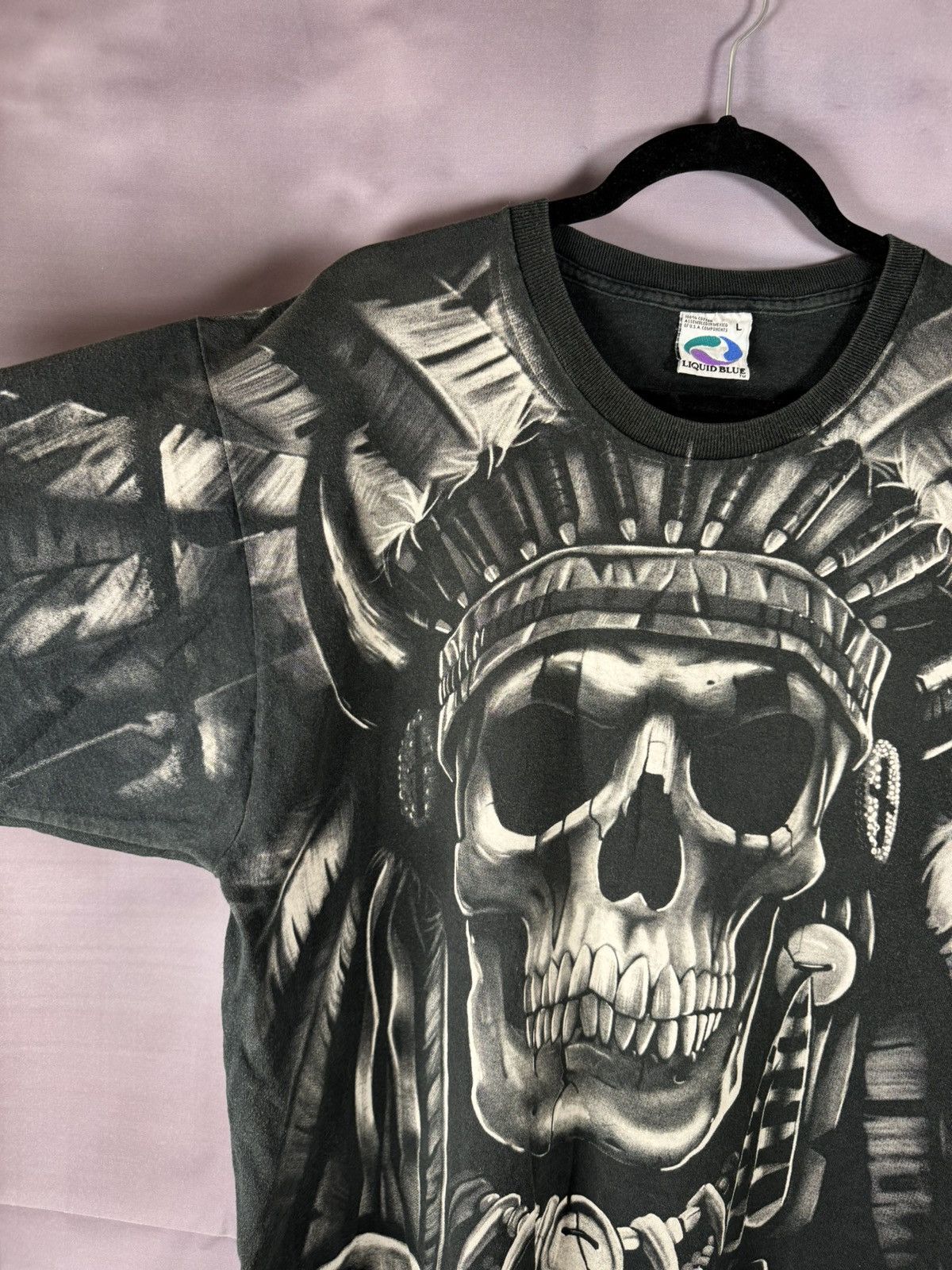 Liquid Blue × Vintage 90’s Vintage 1997 Liquid Blue Shirt XL Skeleton Indian AOP Size US L / EU 52-54 / 3 - 5 Thumbnail