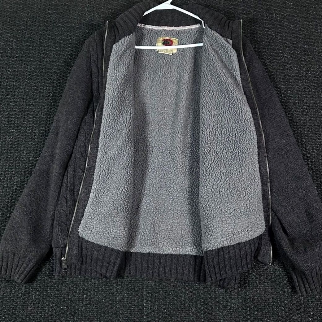Vintage VINTAGE Boston Traders Sweater L Gray Mens Cable Knit Sherpa Lined Full Zip Size Size US L / EU 52-54 / 3 - 2 Thumbnail