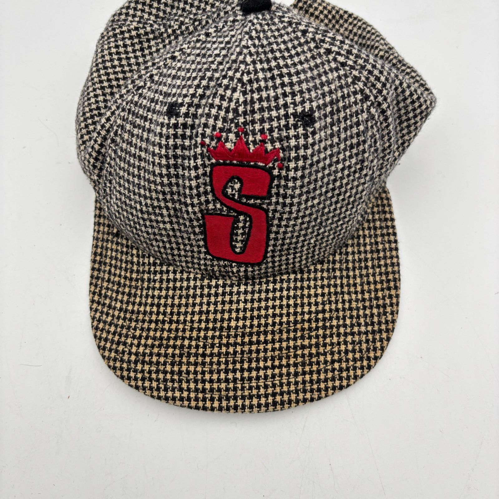 Stussy × Vintage Vintage 90s Stussy Houndstooth S Crown Logo Snapback Hat Size ONE SIZE - 10 Thumbnail