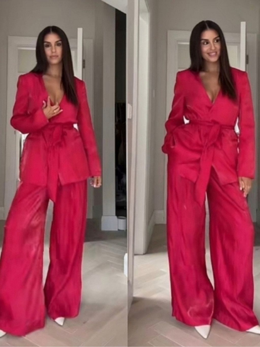 Zara ZARA Blazer Wrinkle Effect Belted fuchsia M Dopamine Glam Size M / US 6-8 / IT 42-44 - 2 Thumbnail
