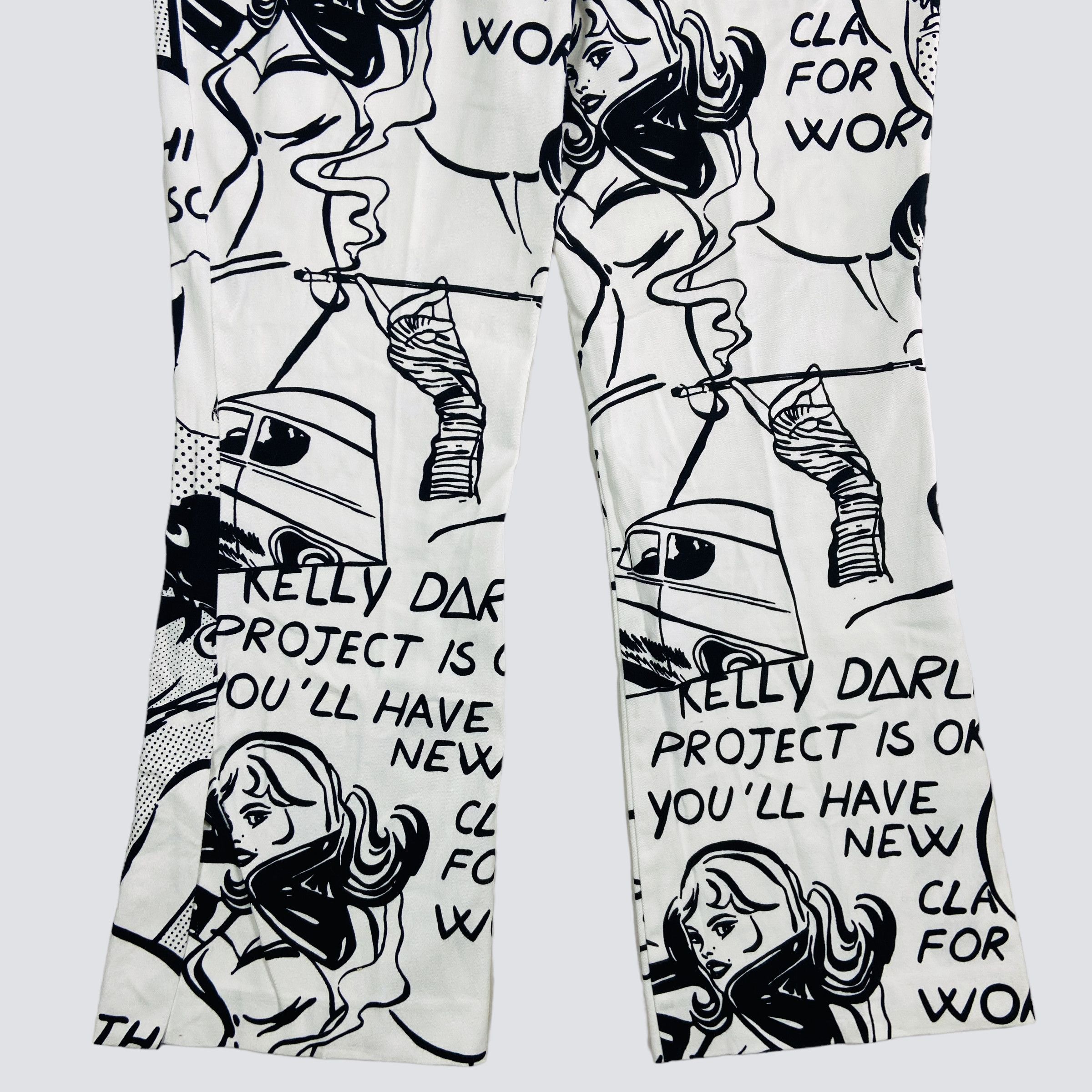 Vintage BAGGY FLARE ARCHIVE 1990s COMICS OVERPRINTED PANTS - № 3090 Size US 34 / EU 50 - 4 Thumbnail