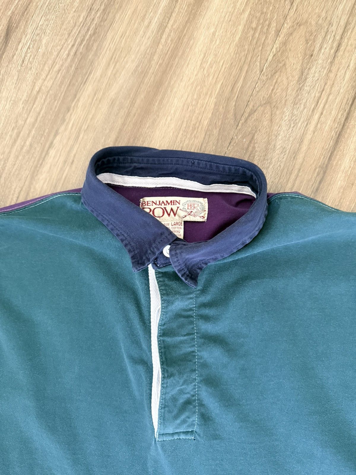 Other Benjamin Row Colorblock Rugby Shirt Green Purple Blue Large Size US L / EU 52-54 / 3 - 3 Thumbnail