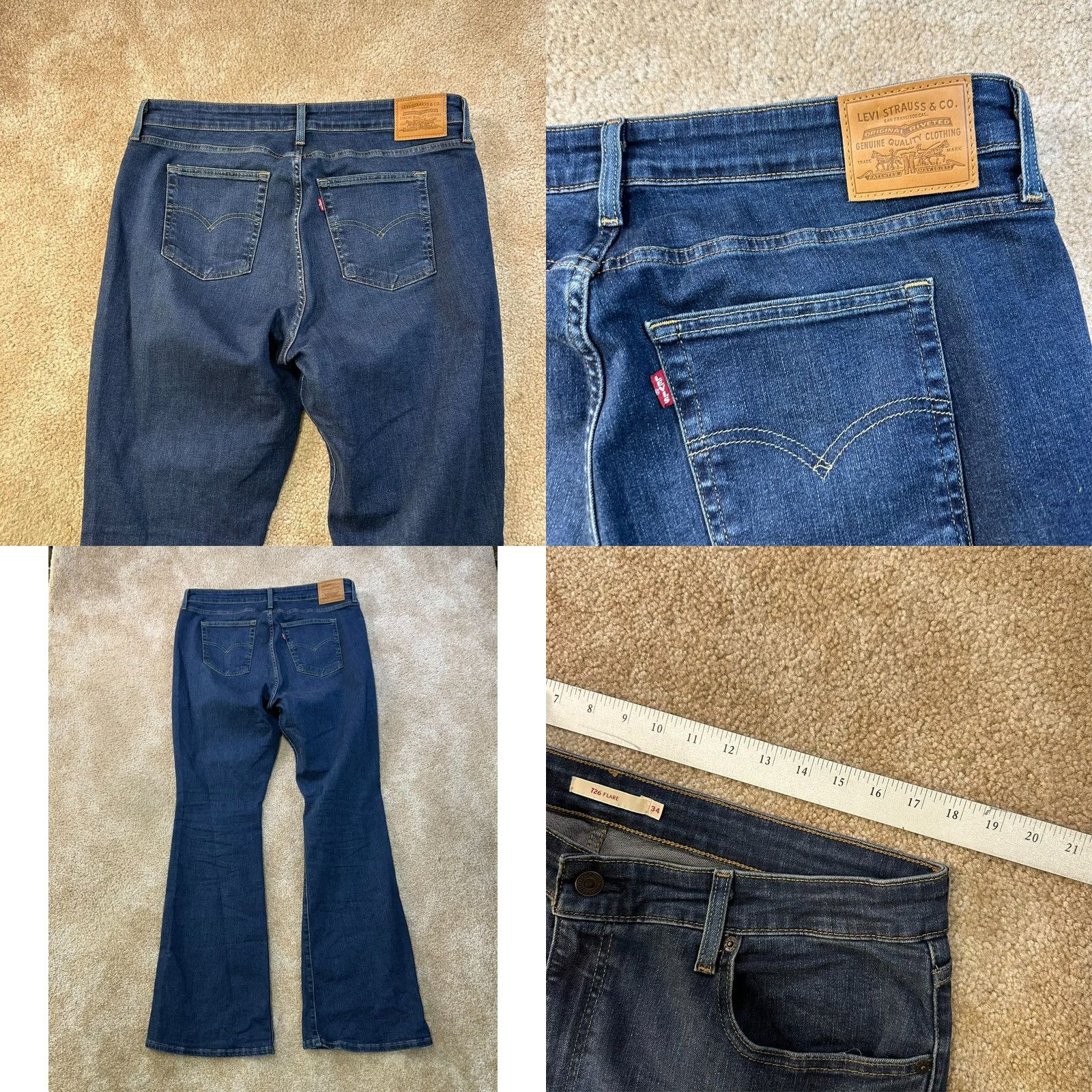 Levi's Levi's 726 High Rise Flare Jeans Premium Women 34x34 Blue Denim Vintage: No Size 24" / US 00 / IT 34 - 8 Thumbnail