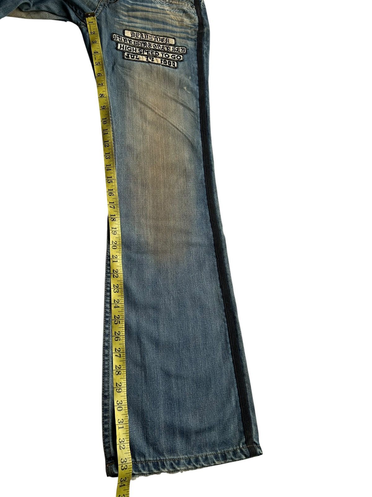 If Six Was Nine FLARE🔥 Xfrm Japanese Punk Bondage Rusty Faded Denim Jeans ☠️🎌 Size US 30 / EU 46 - 24 Thumbnail