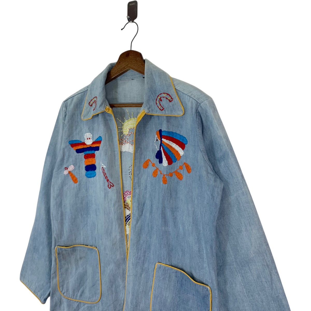 Handmade × Vintage VINTAGE HANDMADE EMBROIDERY LOGO DENIM JACKET Size US S / EU 44-46 / 1 - 3 Thumbnail