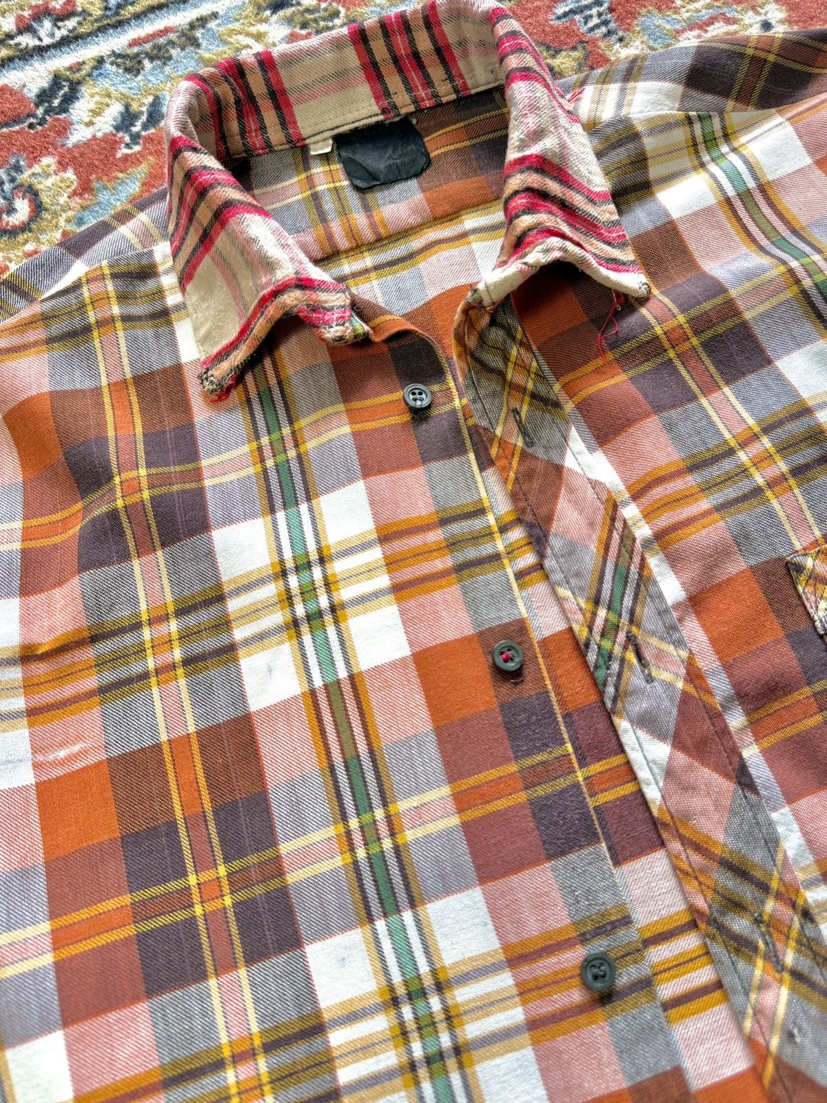 Vintage 80s Vintage Flannel Distressed Reconstructed Plaid Shirt Size US L / EU 52-54 / 3 - 9 Thumbnail