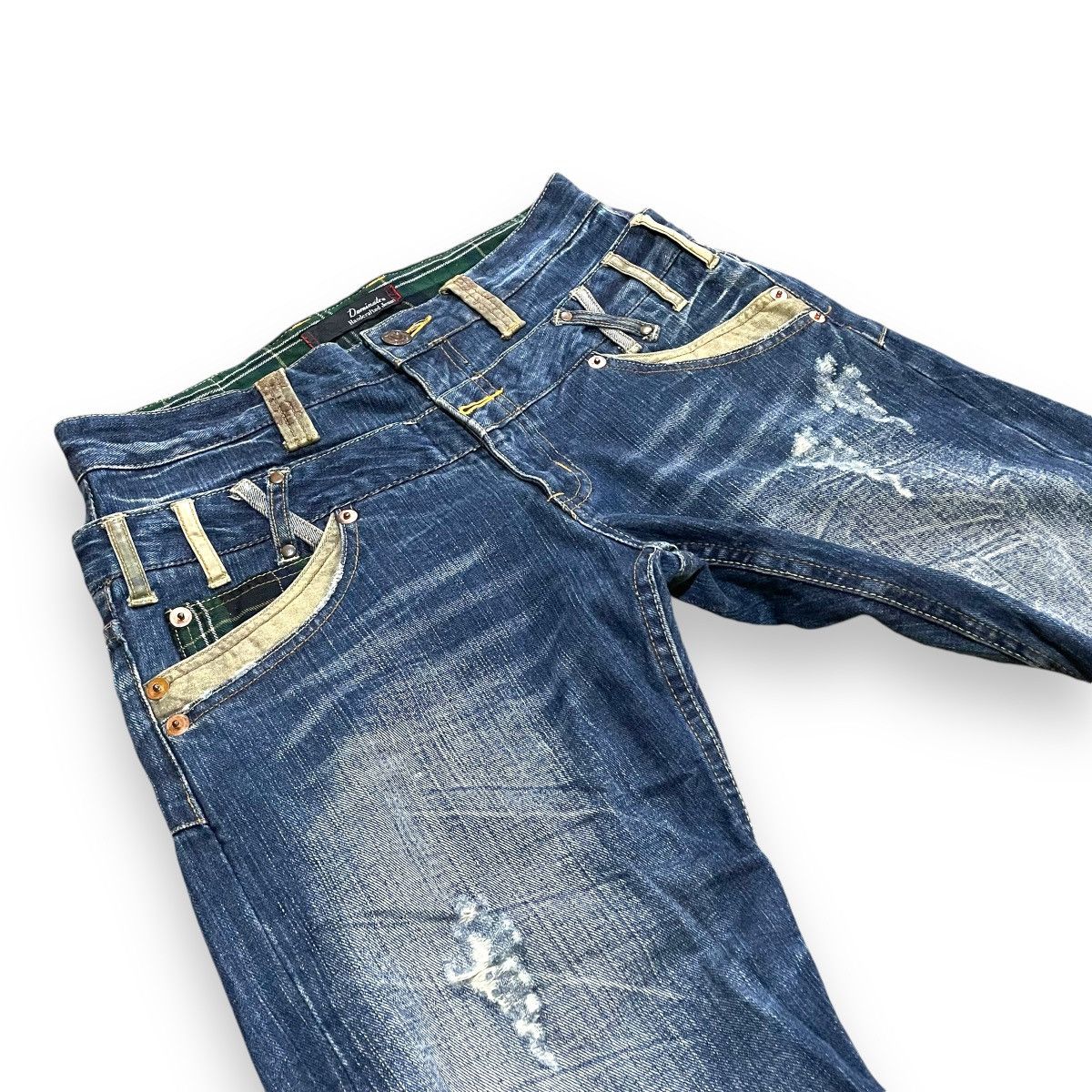 Le Grande Bleu (L.G.B.) DOMINATED HANDCRAFTED LOVEROCK DOUBLE WAIST SPIRAL CUT JEANS Size US 30 / EU 46 - 7 Thumbnail