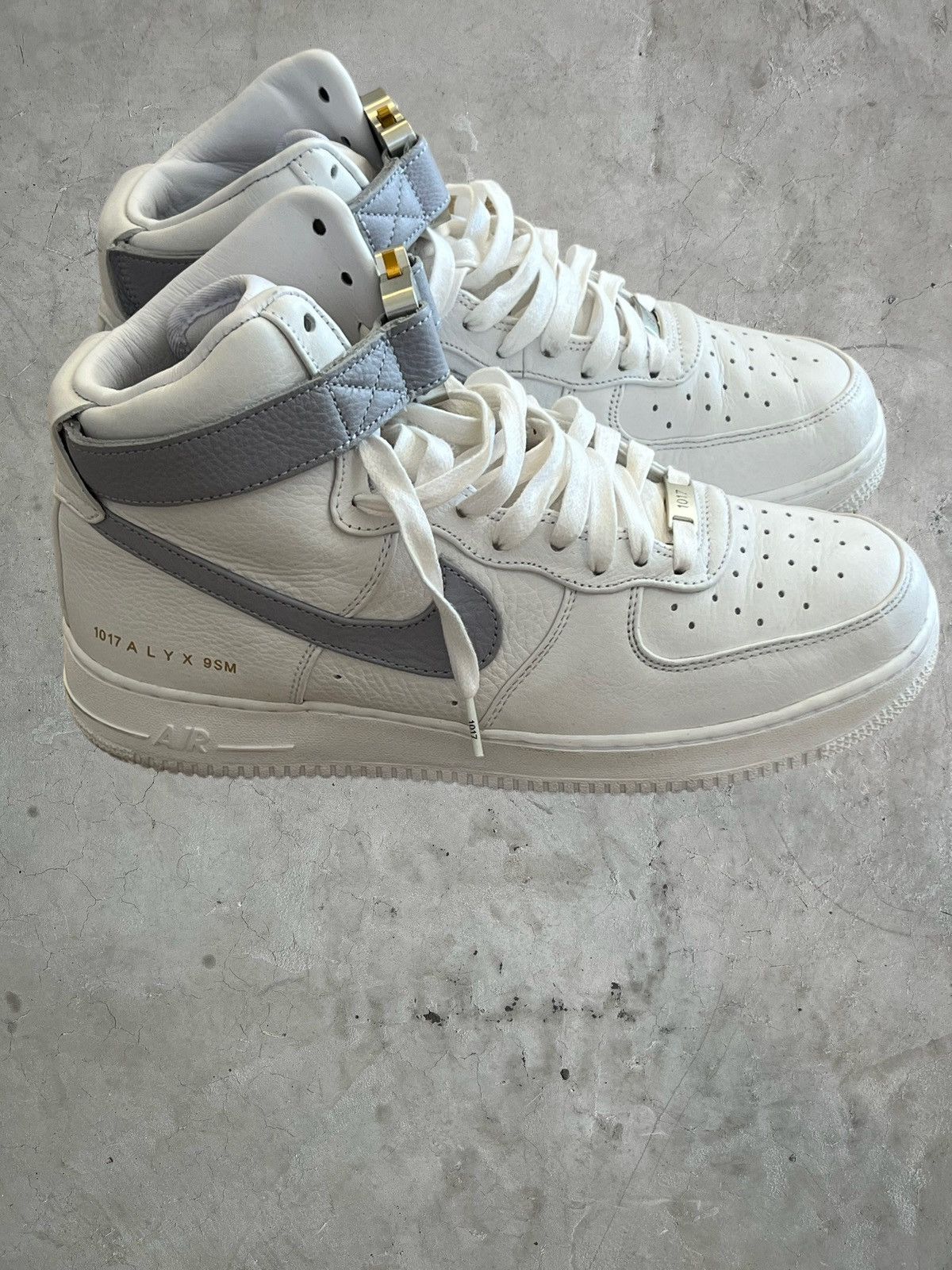 image of Alyx Nike Af1 High Wolf Grey Shoes in White, Men's (Size 10.5)