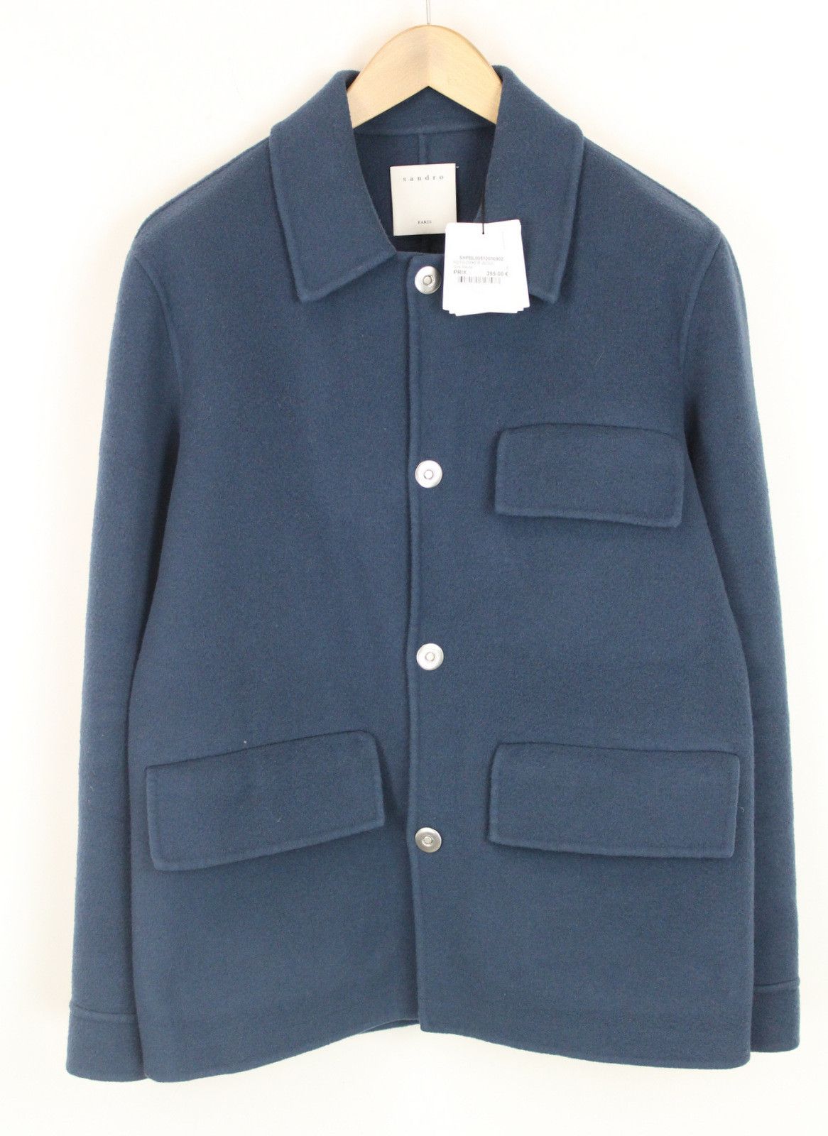 Sandro SANDRO Worker Wool Jacket Mens SMALL Wool Unlined Polo Neck Size US S / EU 44-46 / 1 - 1 Thumbnail