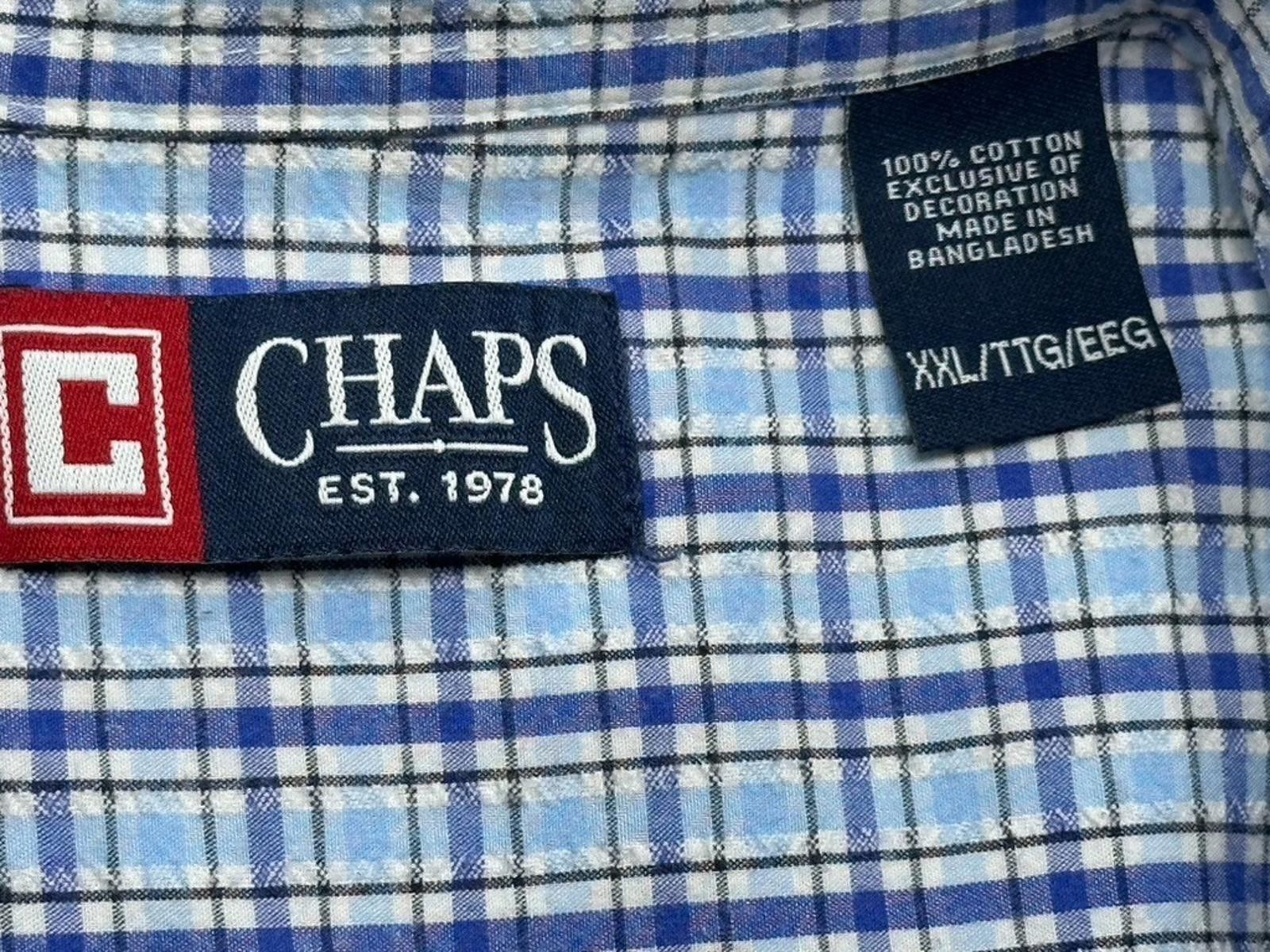 Chaps Ralph Lauren Chaps Plaid Embroidered Cotton Shirt Blue 2XL Size US XXL / EU 58 / 5 - 3 Thumbnail