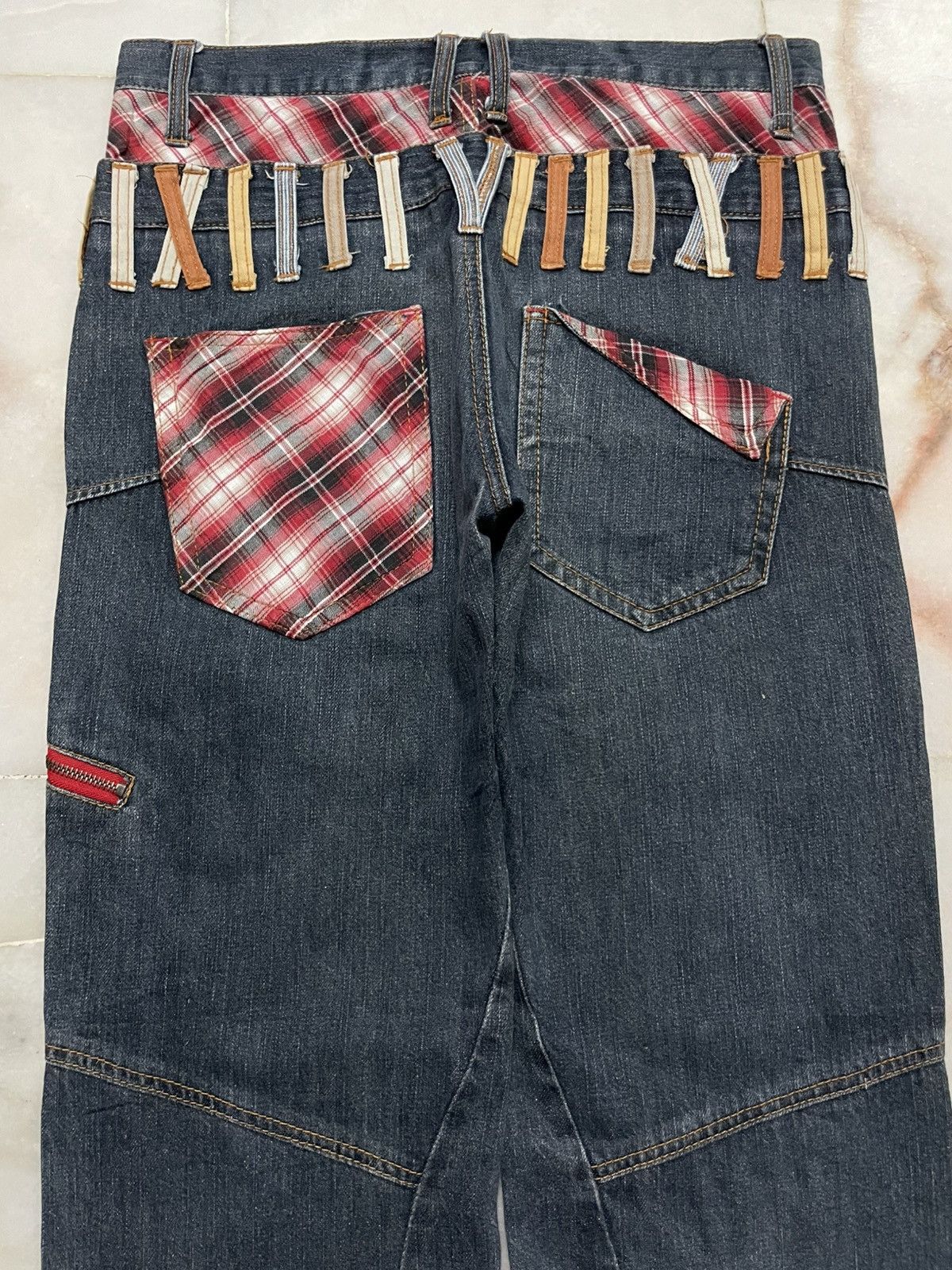 💥Double Waist💥Sick Vintage Nylus Faded Zipper Punk Jeans
