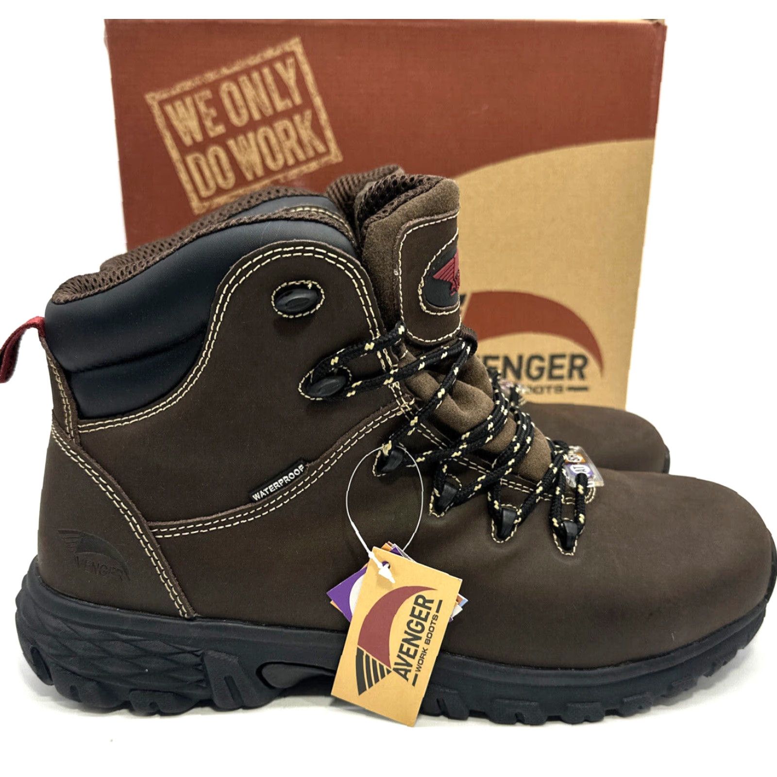 Vintage AVENGER Flight Mens Size 12 2E Aluminum Toe Work Boot A7420 Waterproof Leather Brown EE Casual Boots Size US 12 / EU 45 - 4 Thumbnail