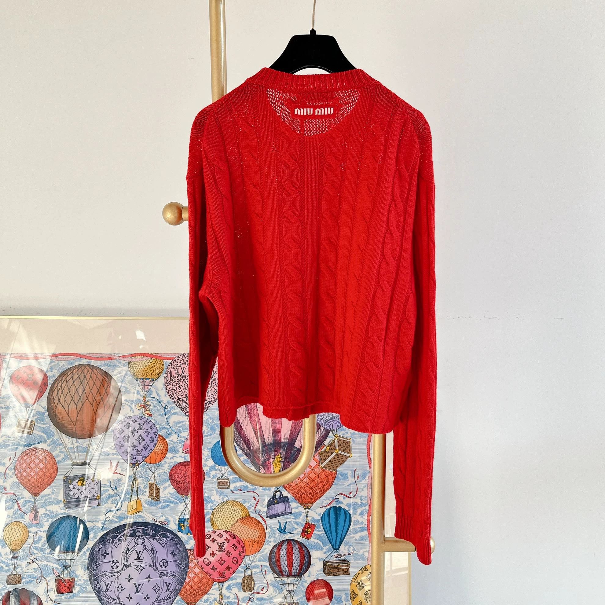 Miu Miu MIU MIU women's Red Cashmere Knit Cardigan 42 Size XS / US 0-2 / IT 36-38 - 2 Thumbnail