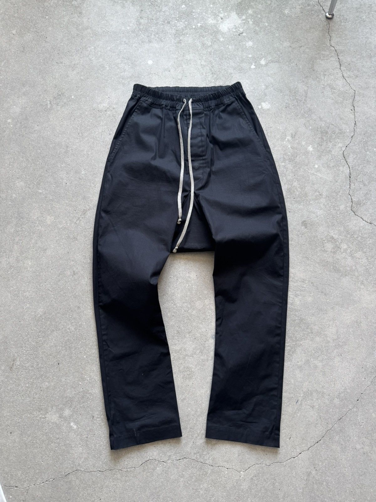 パンツ Rick Owens DRAWSTRING ASTAIRE Rick Owens Black Drawstring Long Astaire Trousers, $468