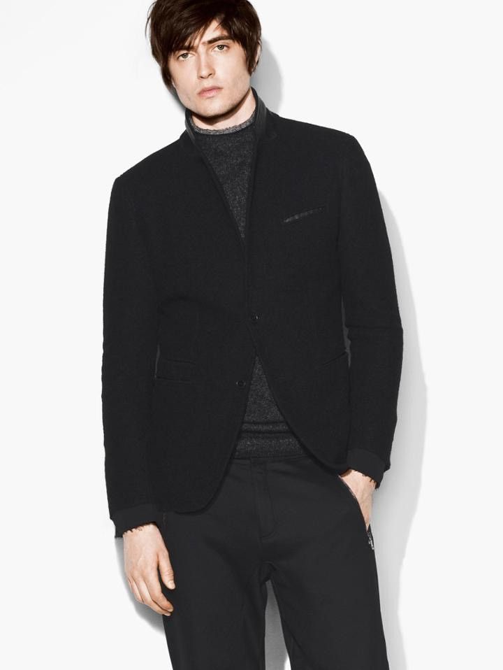 John Varvatos Notch Lapel Leather Collar Jacket 52 Size US L / EU 52-54 / 3 - 1 Thumbnail