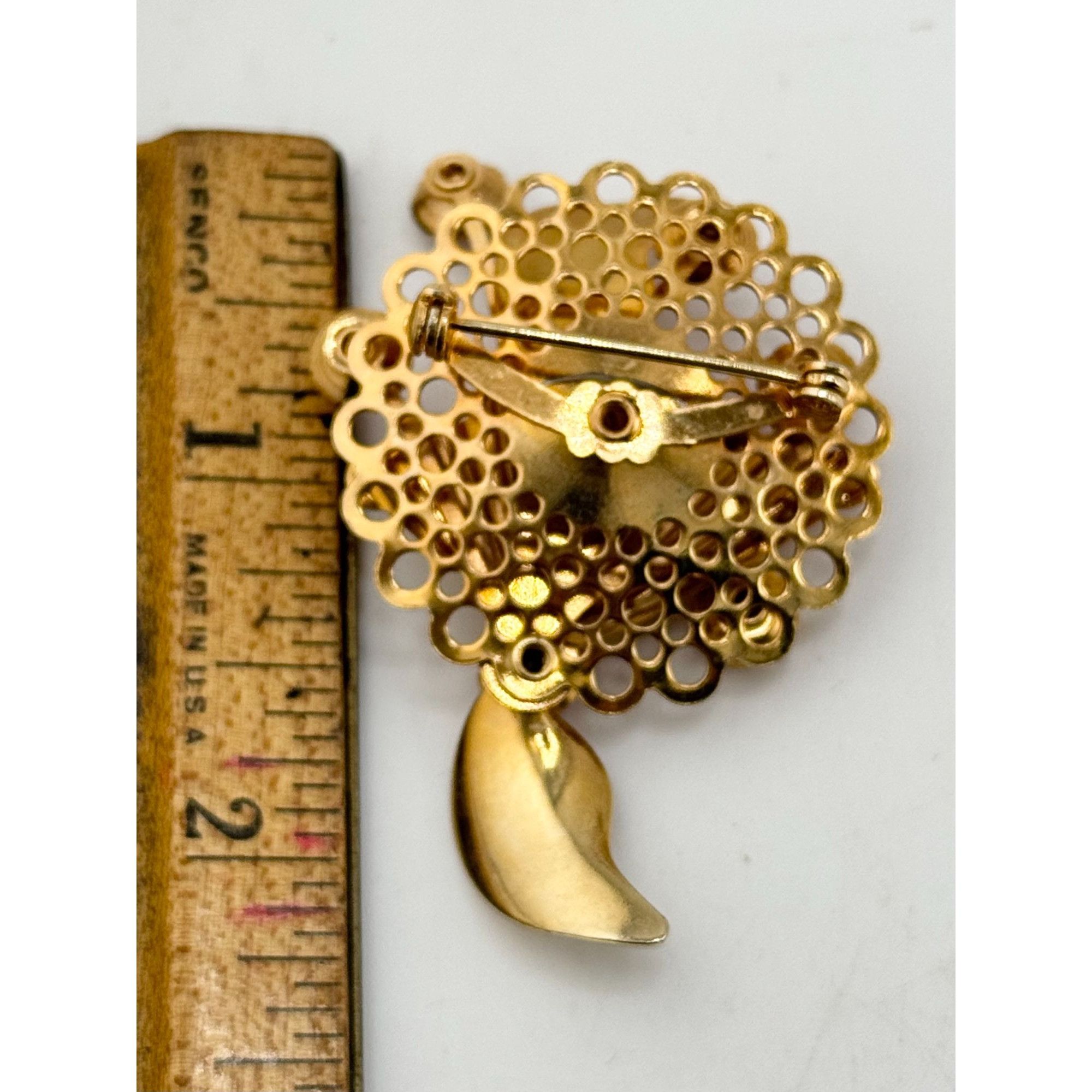 Vintage Vintage pink rhinestone flower brooch pin Size ONE SIZE - 4 Thumbnail