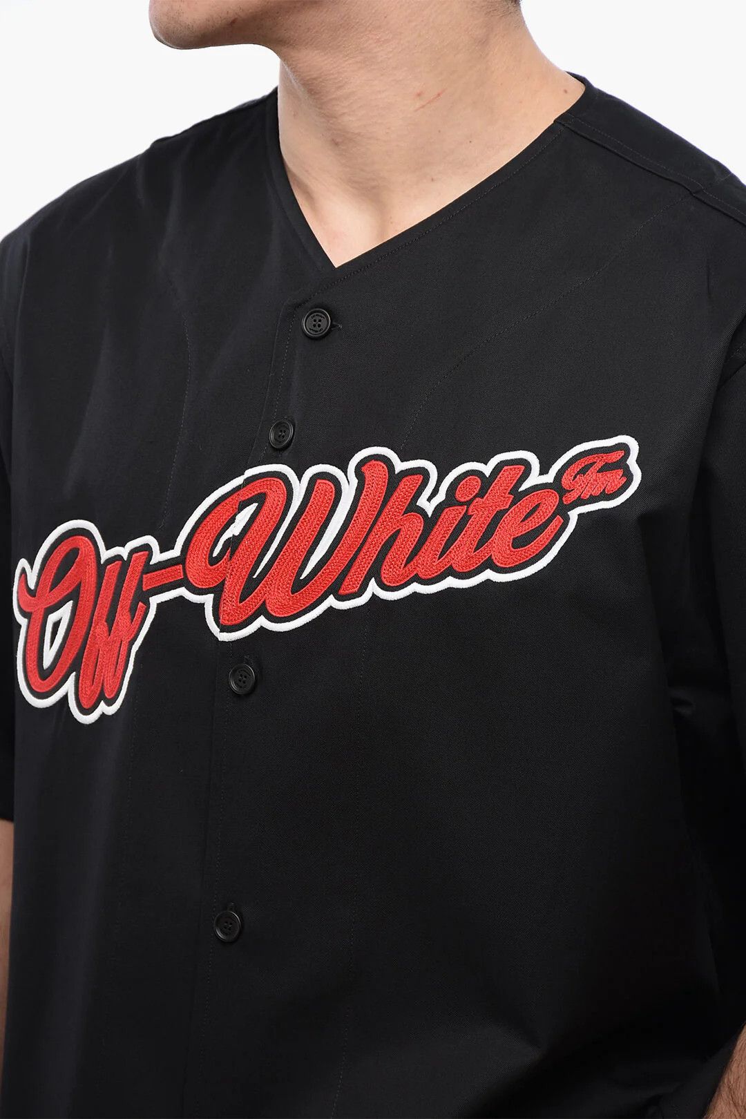 Off-White og1mm0526 Embroidered Logo Cotton Shirt in Black Size US L / EU 52-54 / 3 - 3 Thumbnail