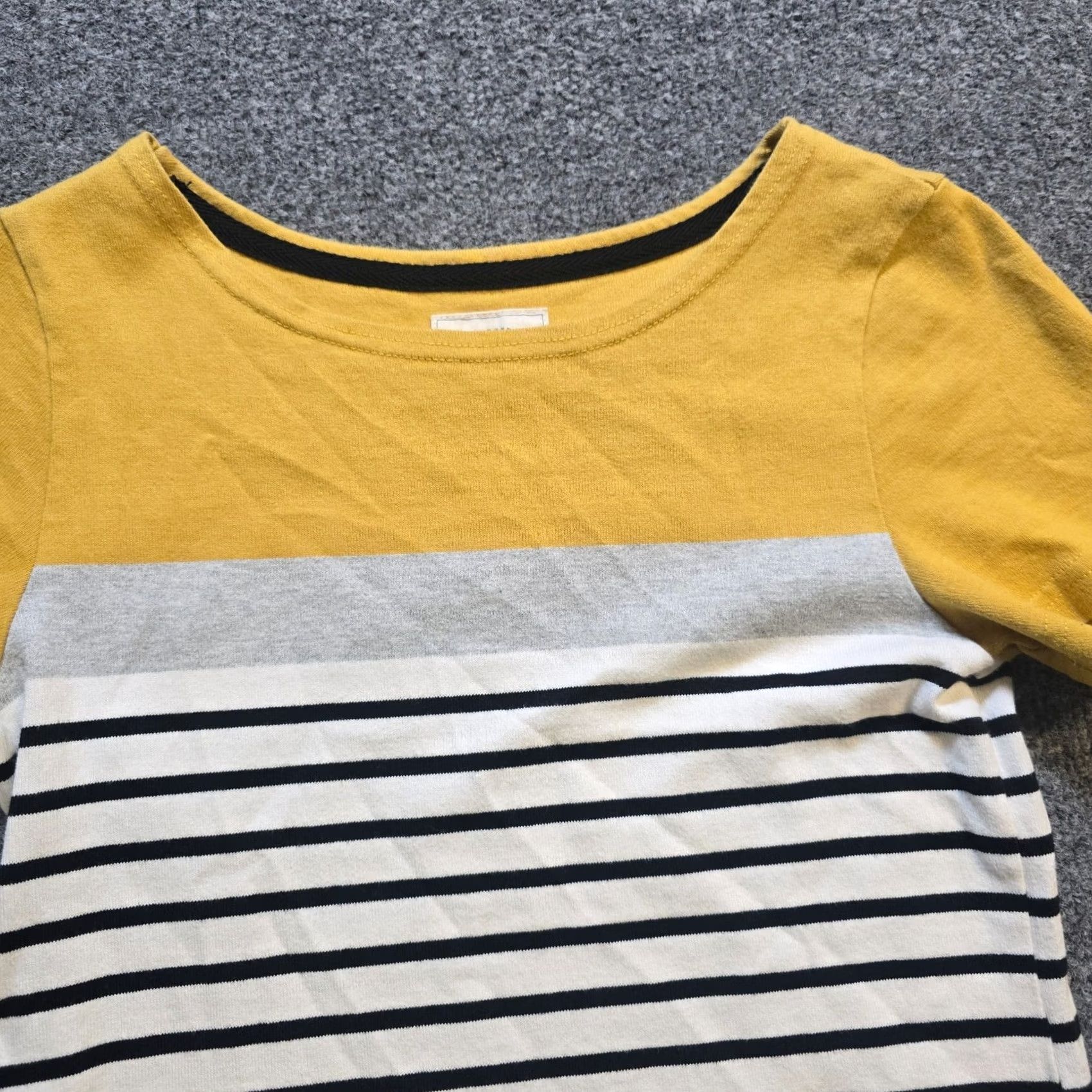 Vintage Joules Dress Womens Size 2 Yellow Striped Sheath Cap Sleeve Knit Cotton Nautical Casual Size XS / US 0-2 / IT 36-38 - 2 Thumbnail