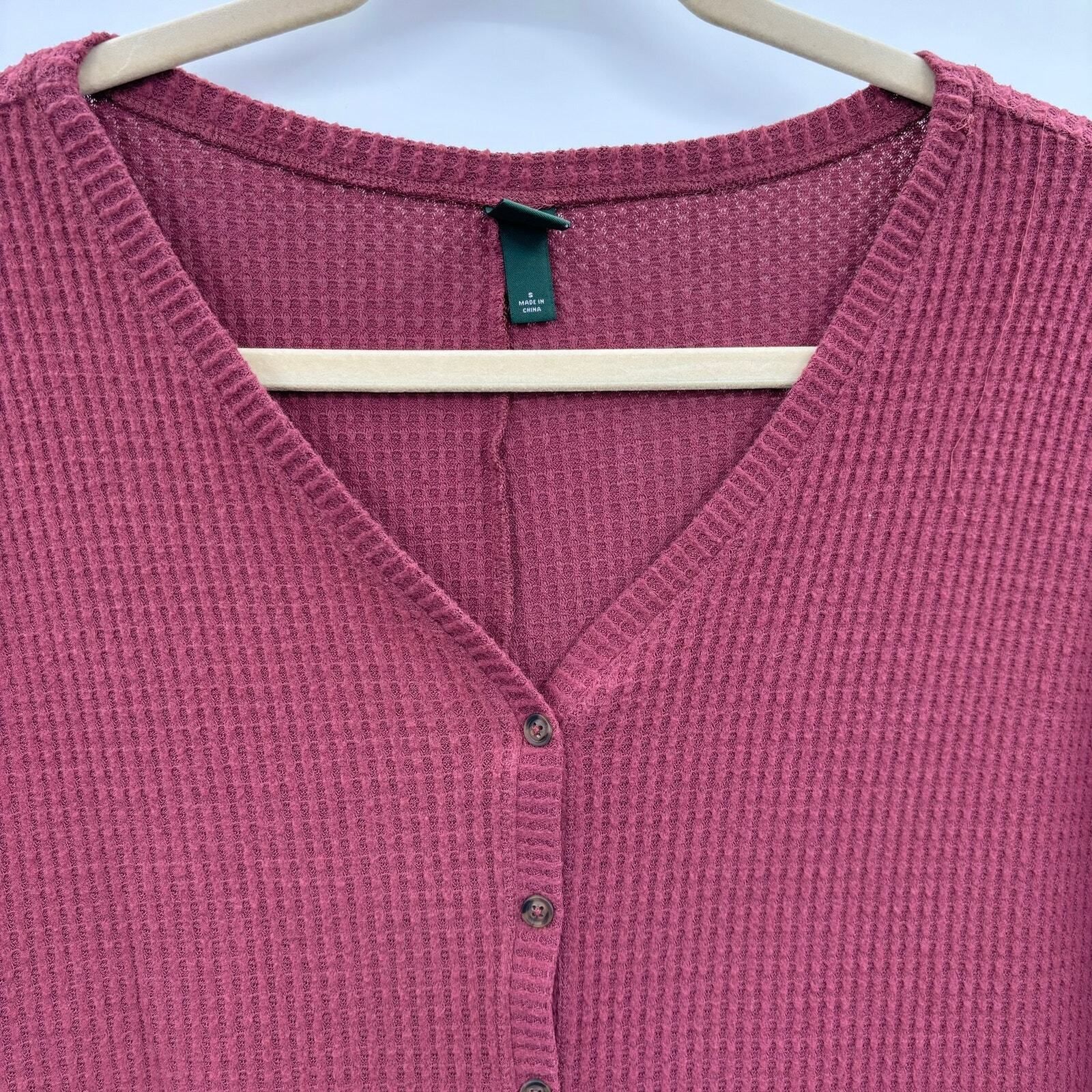 Other Womens Thermal Knotted Top Size Small V-Neck Waffle Knit MIn Size S / US 4 / IT 40 - 4 Thumbnail