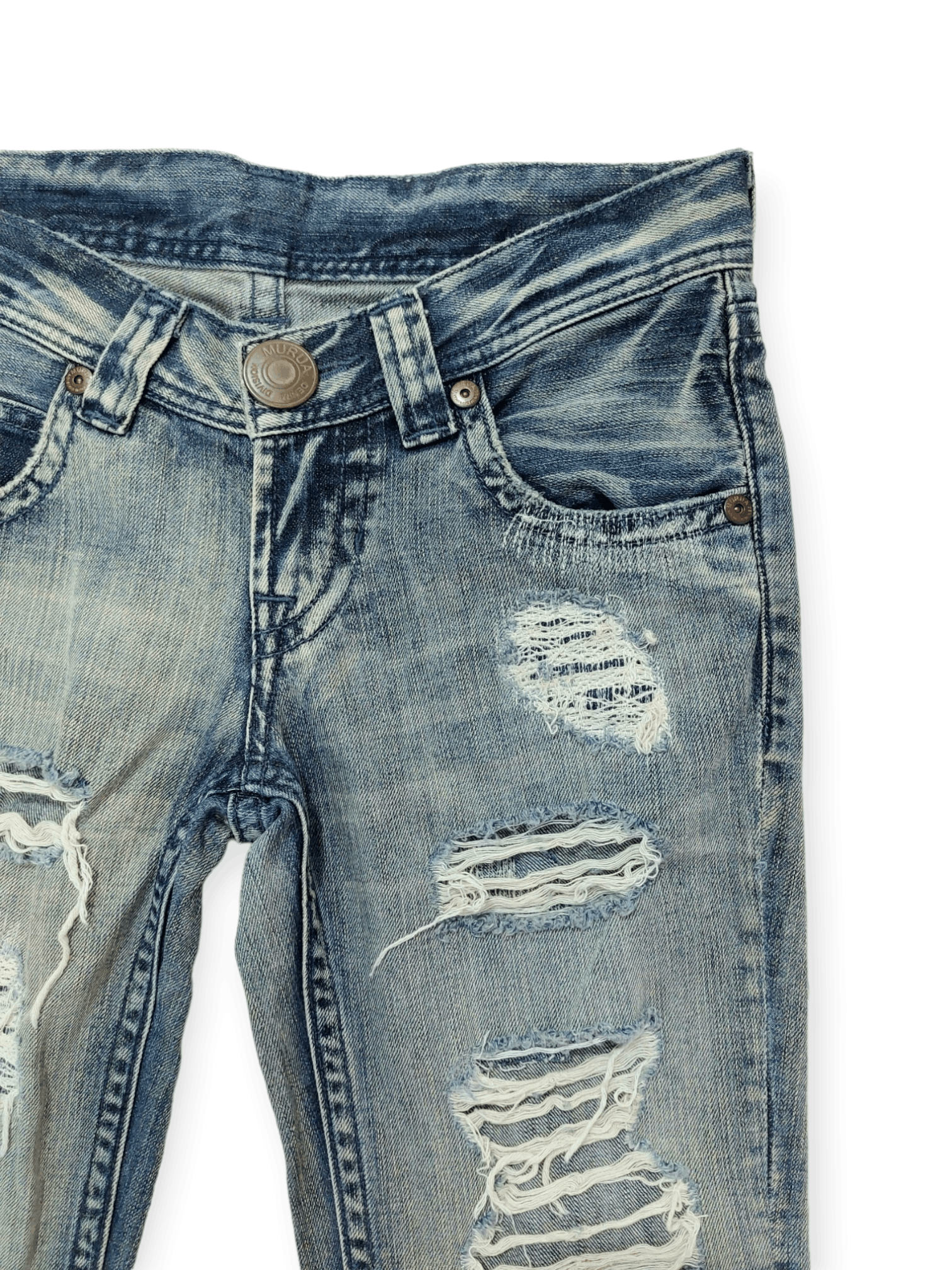 Designer Murua Low Rise Thrashed Denim Jeans Size 28" / US 6 / IT 42 - 8 Thumbnail