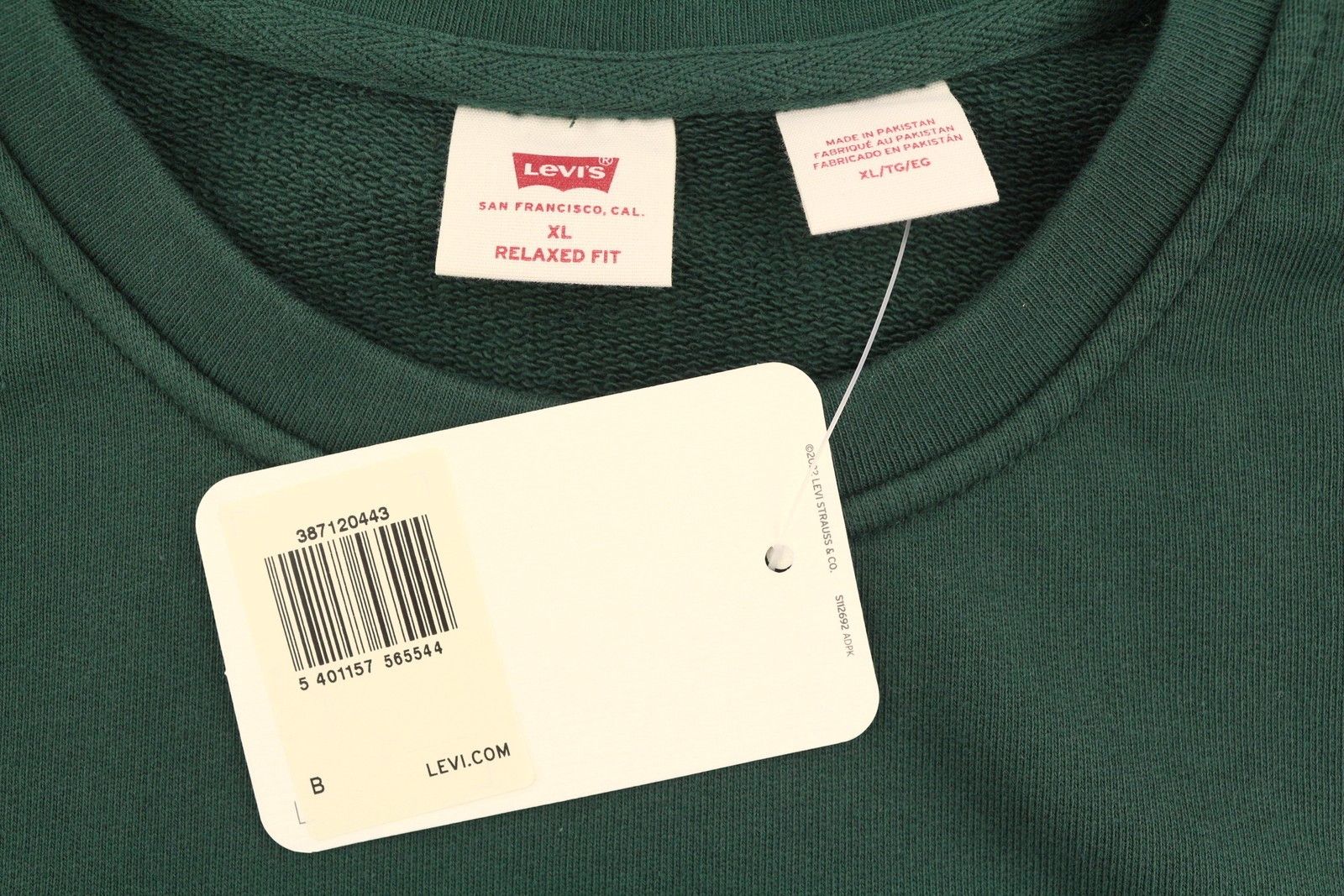 Levi's RELAXED FIT XL Green Crew Neck Logo Pullover 87108 Size US XL / EU 56 / 4 - 6 Thumbnail