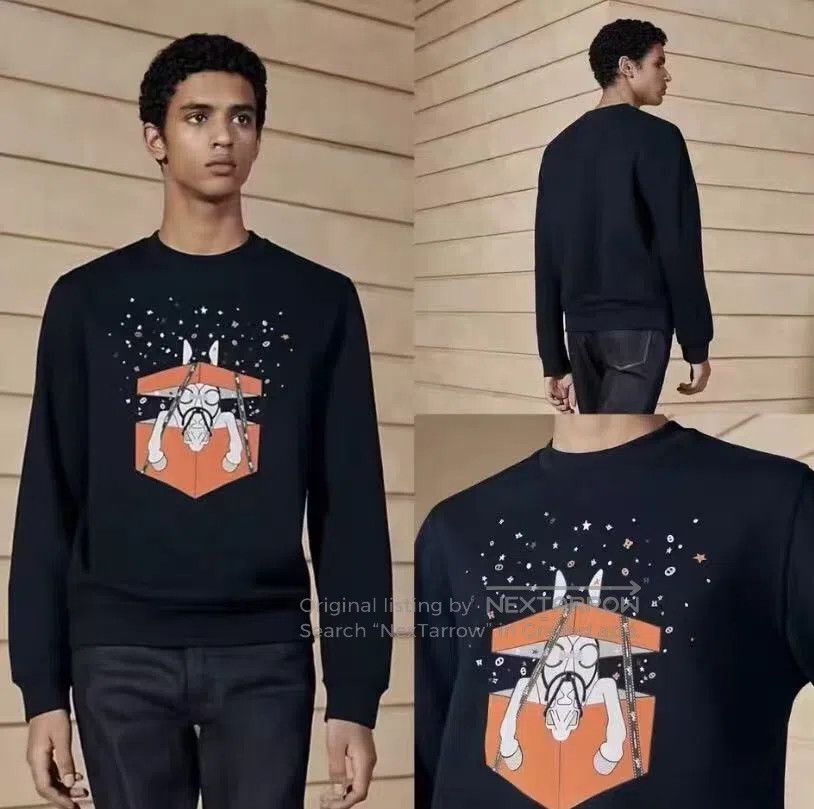 Hermes Hermes Black Star Cartoon Printed Cotton Crewneck Long Sle Size US S / EU 44-46 / 1 - 9 Thumbnail