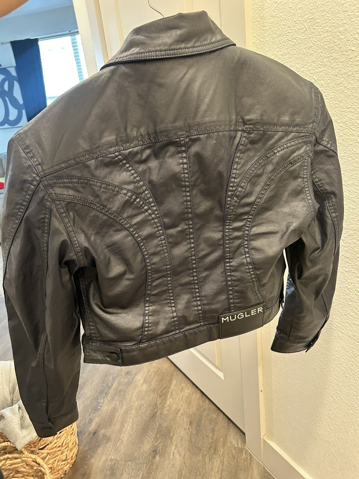 Mugler × Thierry Mugler BLUE WAXED DENIM JACKET Size M / US 6-8 / IT 42-44 - 4 Thumbnail