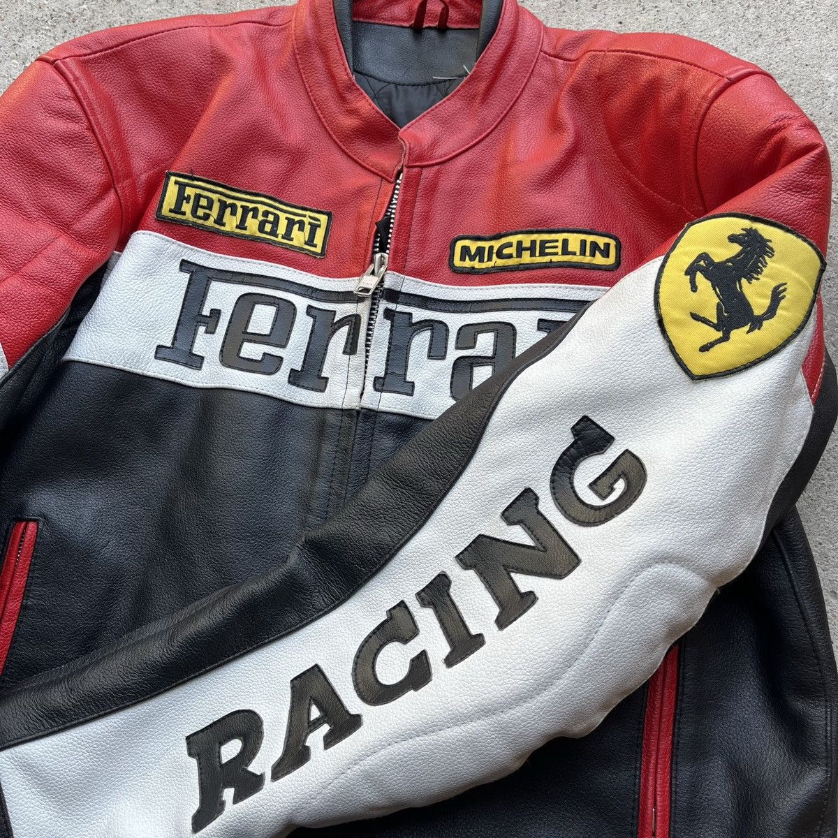Ferrari × Vintage FERRARI LEATHER RACING JACKET VINTAGE RARE BIG LOGO Size US L / EU 52-54 / 3 - 7 Thumbnail