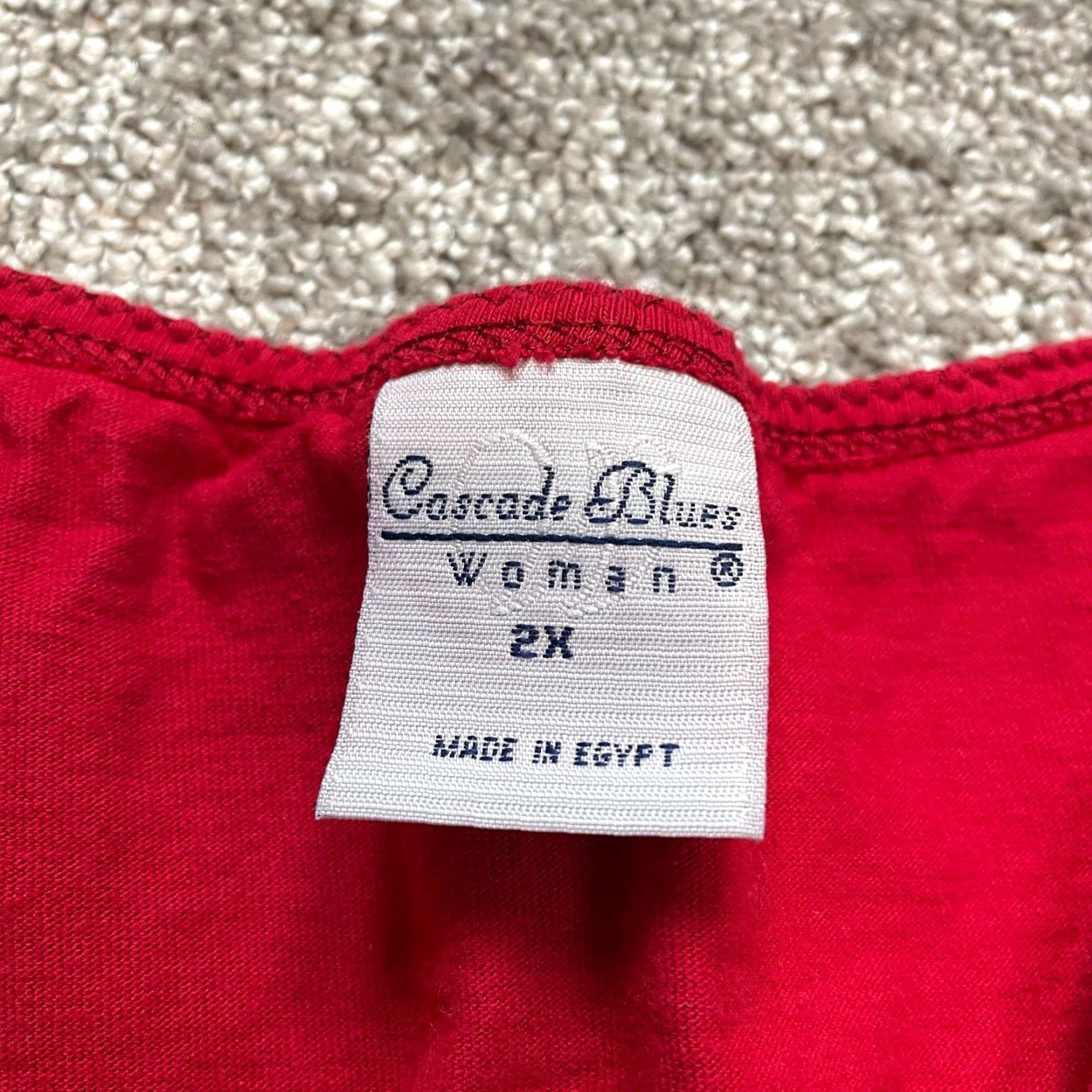 Vintage VINTAGE Cascade Blues Shirt Womens 2X Red Short Sleeve V Neck Cotton Tee Top Size XXL / US 16-18 / IT 52-54 - 3 Thumbnail