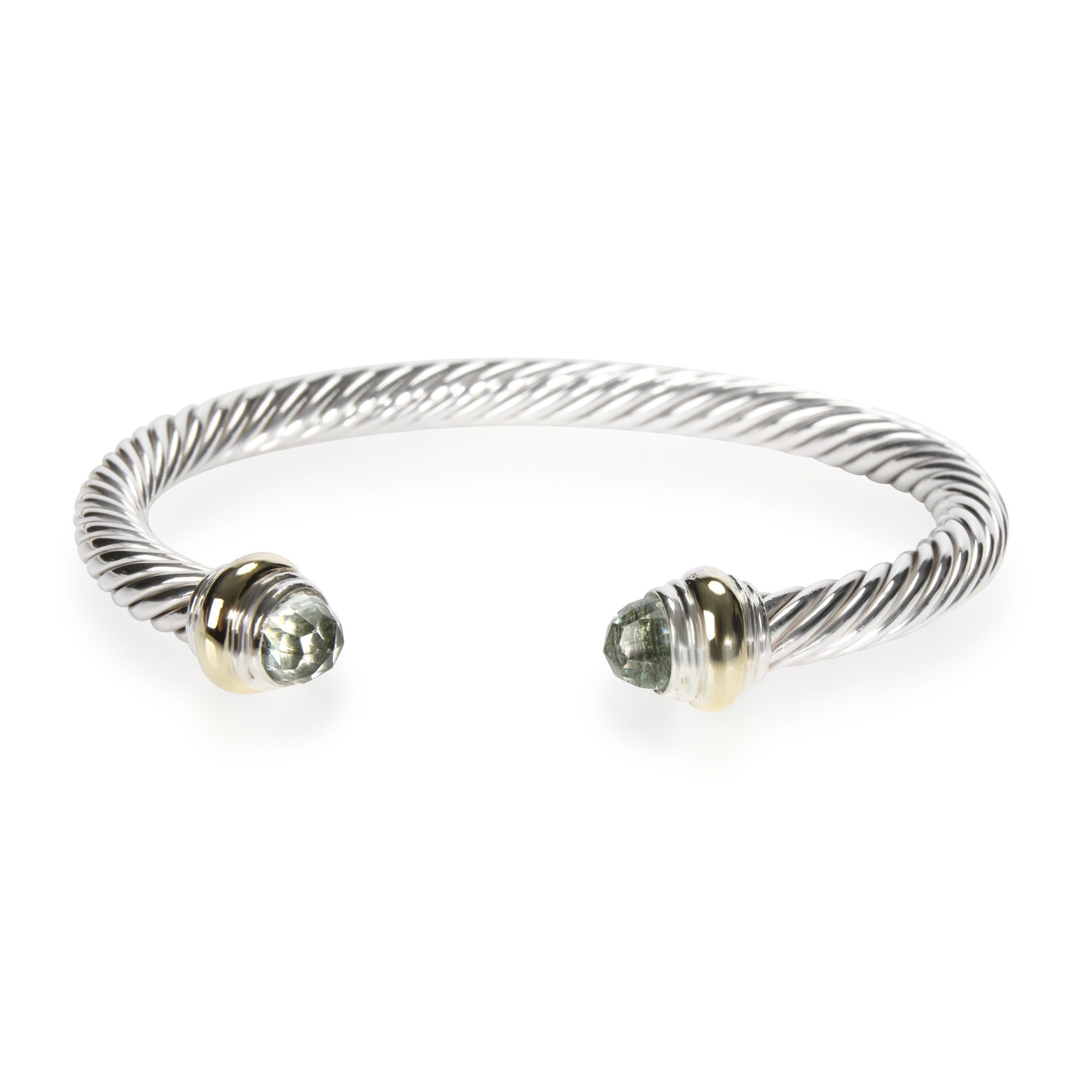 image of David Yurman Prasiolite Cable Bangle In 14K Yellow Gold/sterling Silver, Women's