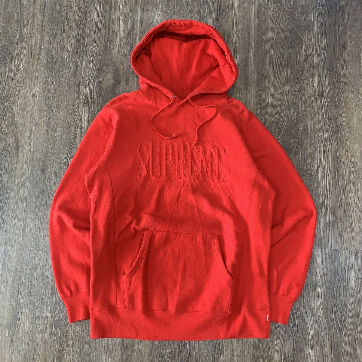 Supreme Supreme FW16 Red on Red Embroidery Reverse Weave Hoodie Size US L / EU 52-54 / 3 - 1 Thumbnail