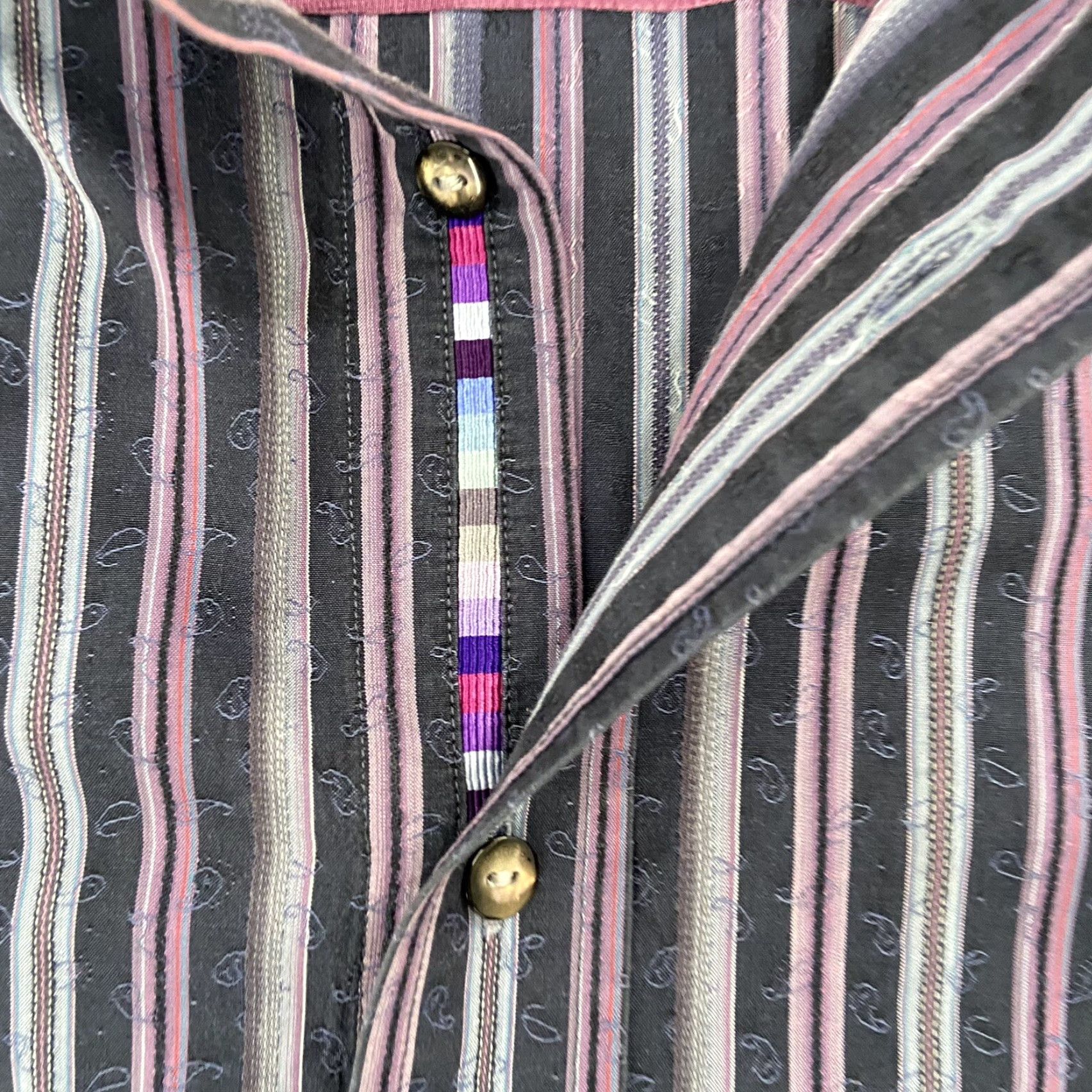 Robert Graham VINTAGE Robert Graham Button-Up Shirt Adult Medium Purple Striped Long Sleeve Flip Cuff Mens Size US M / EU 48-50 / 2 - 5 Thumbnail