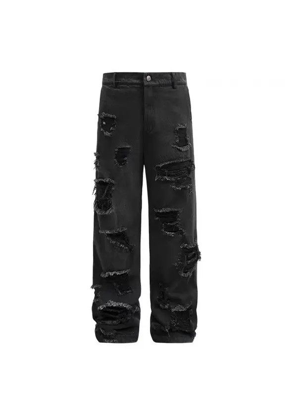 VIBE Destroyed Black Street Straight Jeans Size US 32 / EU 48 - 3 Thumbnail