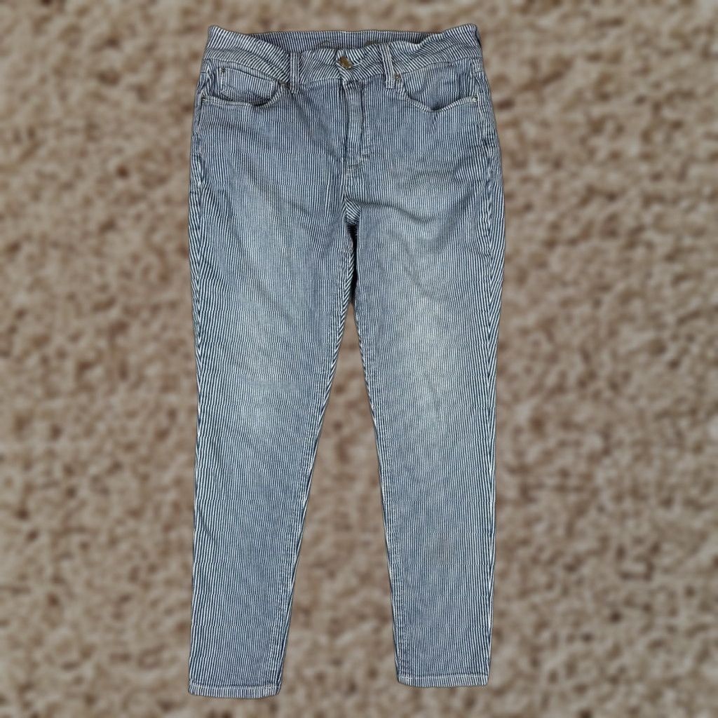 Vintage Seven7 Jeans Women High Rise Blue White Stripe Denim Skinny 32x28 Regular 12 Adult Jeans Womens Girls? Size 34" / US 12 / IT 48 - 1 Thumbnail