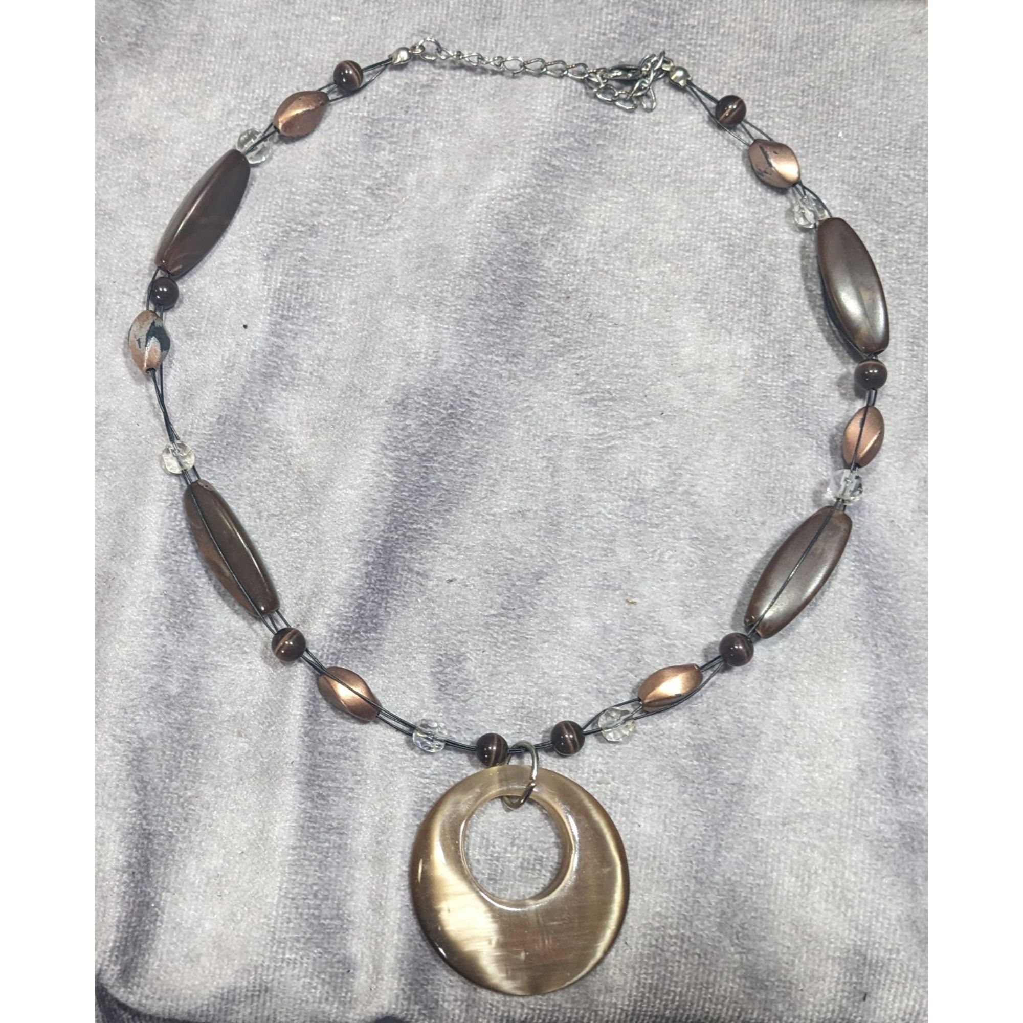 Other Retro Bohemian Brown Beaded Necklace With Cat Eye Pendant Size ONE SIZE - 5 Thumbnail