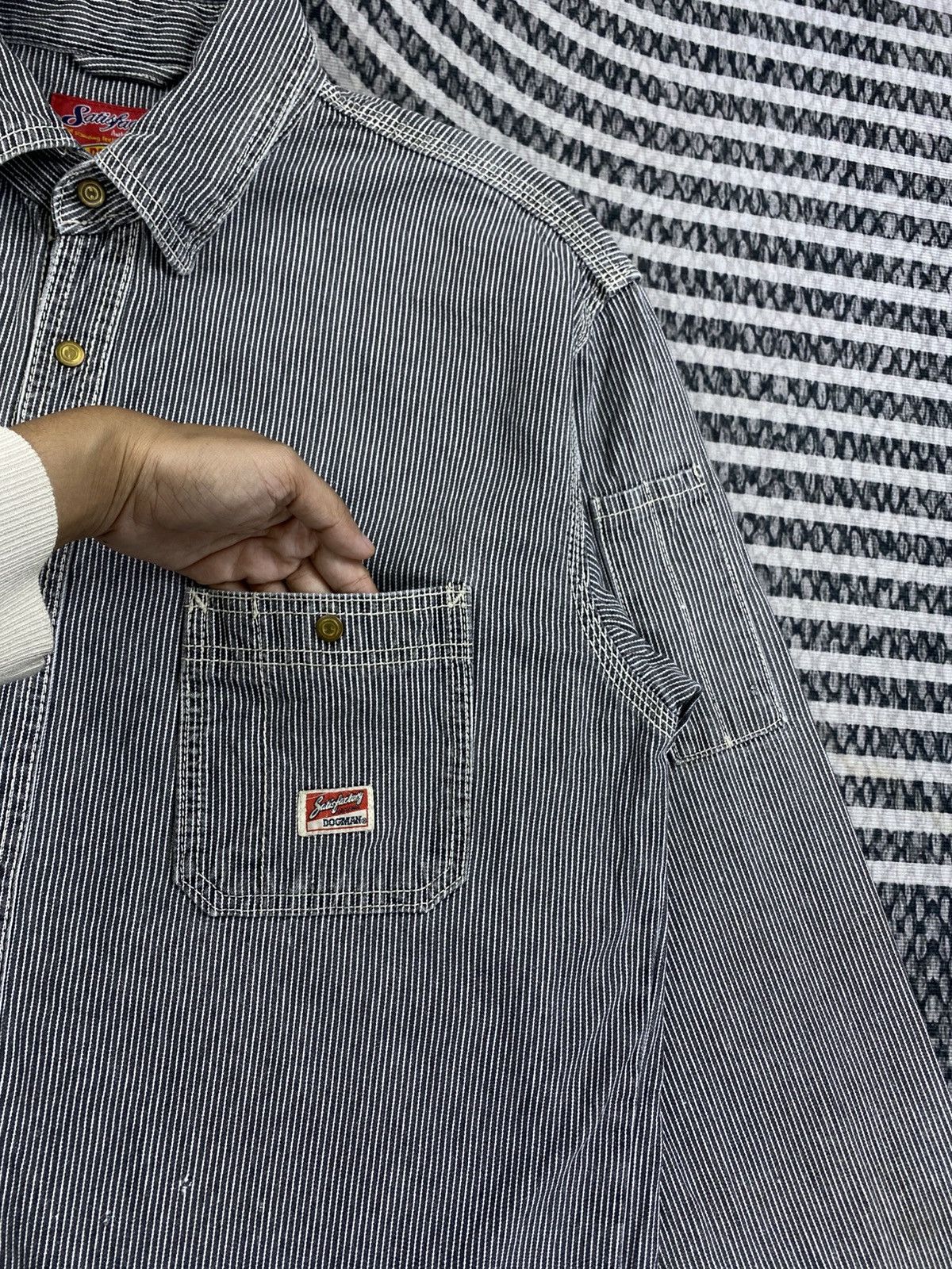 Japanese Brand Vintage Dogman Hickory Striped Longsleeve Button Up Shirt Size US M / EU 48-50 / 2 - 7 Thumbnail
