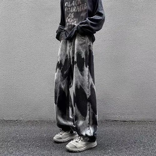 Jean Vintage tie-dye black and gray loose-fit straight-leg jeans Size US 32 / EU 48 - 4 Thumbnail