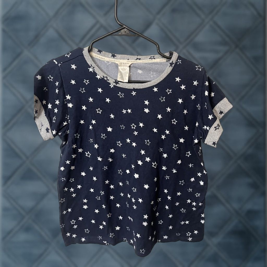 Lucky Brand Lucky Brand Pajama Top Women M Navy Blue Stars Short Sleeve Sleepwear Size M / US 6-8 / IT 42-44 - 1 Thumbnail