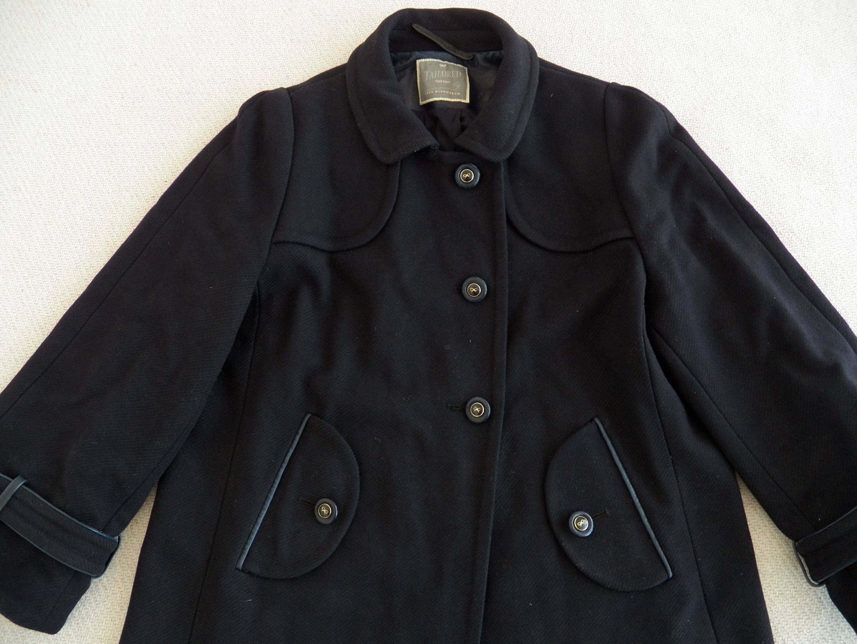 Anya Hindmarch Anya Hindmarch Designer Coat Overcoat Wool Leather Trim Size M / US 6-8 / IT 42-44 - 2 Thumbnail