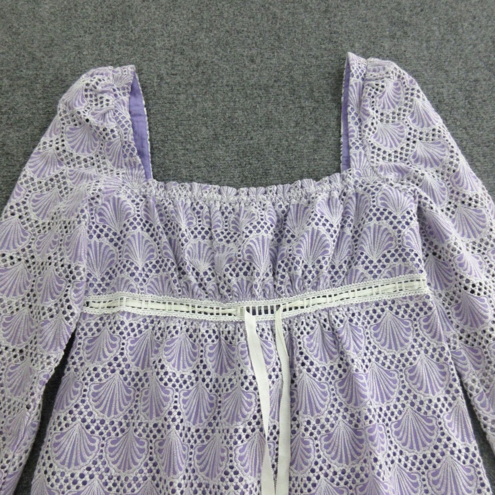 Saylor Saylor Dress Womens Small Purple Lace Square Neck Long Sleeve Boho Shift Short Size S / US 4 / IT 40 - 2 Thumbnail