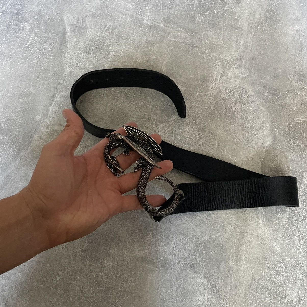 Japanese Brand Vintag Metal Dragon Leather Belt JAPAN NINJA ISSEY RAF yohji Size ONE SIZE - 2 Thumbnail