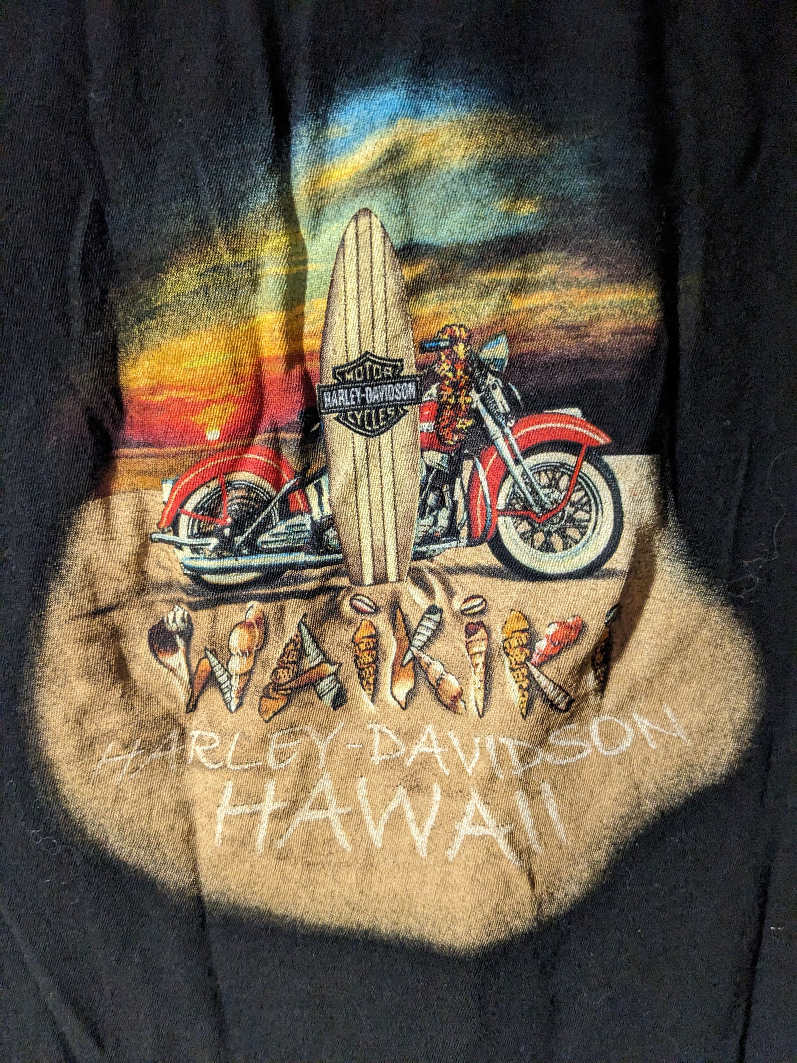 Harley Davidson × Vintage Vintage 2010's Harley Davidson Waikiki Hawaii Surf T-Shirt Size L / US 10 / IT 46 - 2 Thumbnail