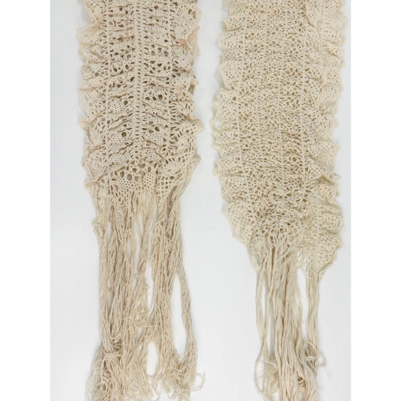 Japanese Brand Gothic vtg Y2K Handmade Lacy Crocheted Fringed Long Scarf Size ONE SIZE - 5 Thumbnail