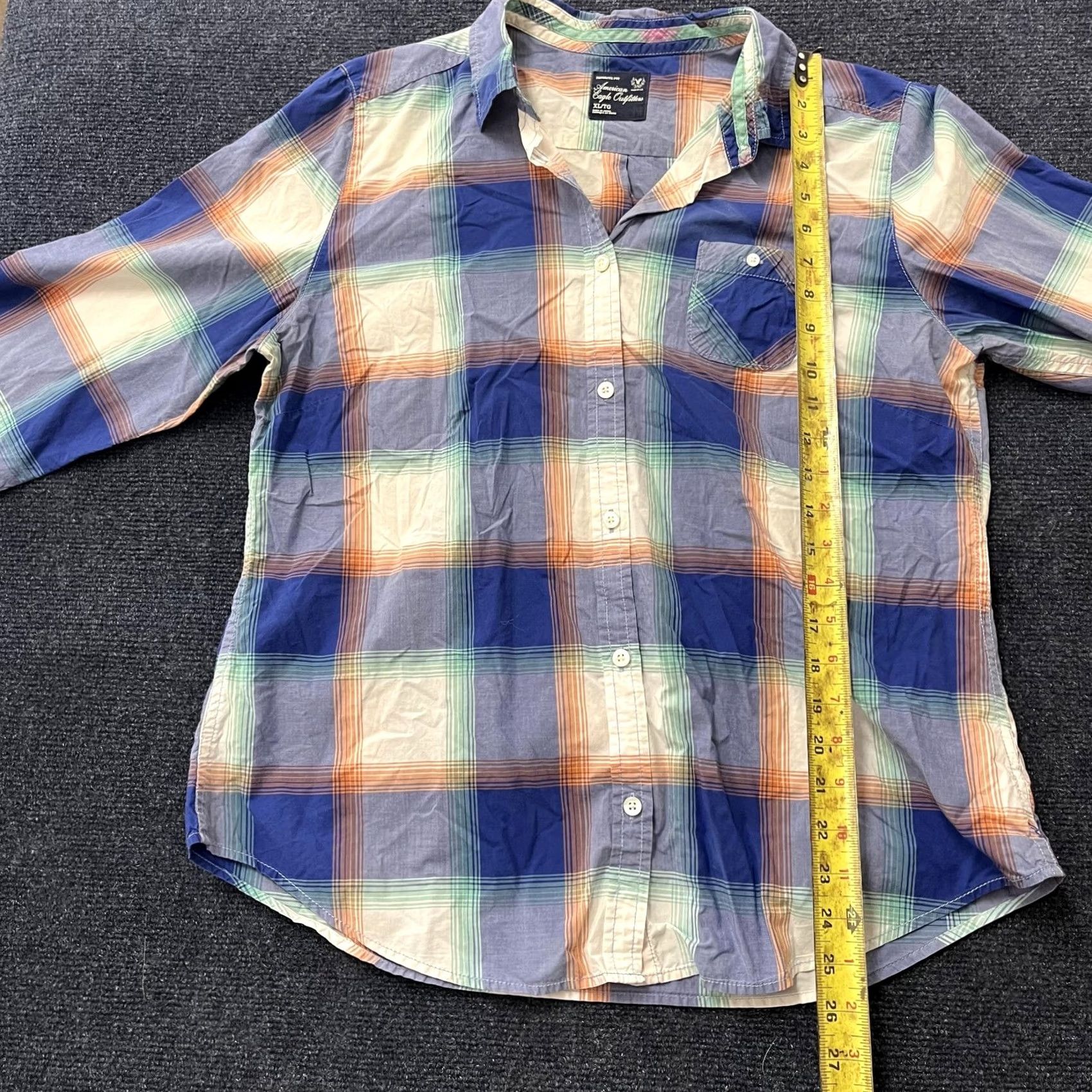 American Eagle Outfitters Y2K American Eagle Shirt Womens XL Multicolor Plaid Long Sleeve Button Up Size XL / US 12-14 / IT 48-50 - 5 Thumbnail