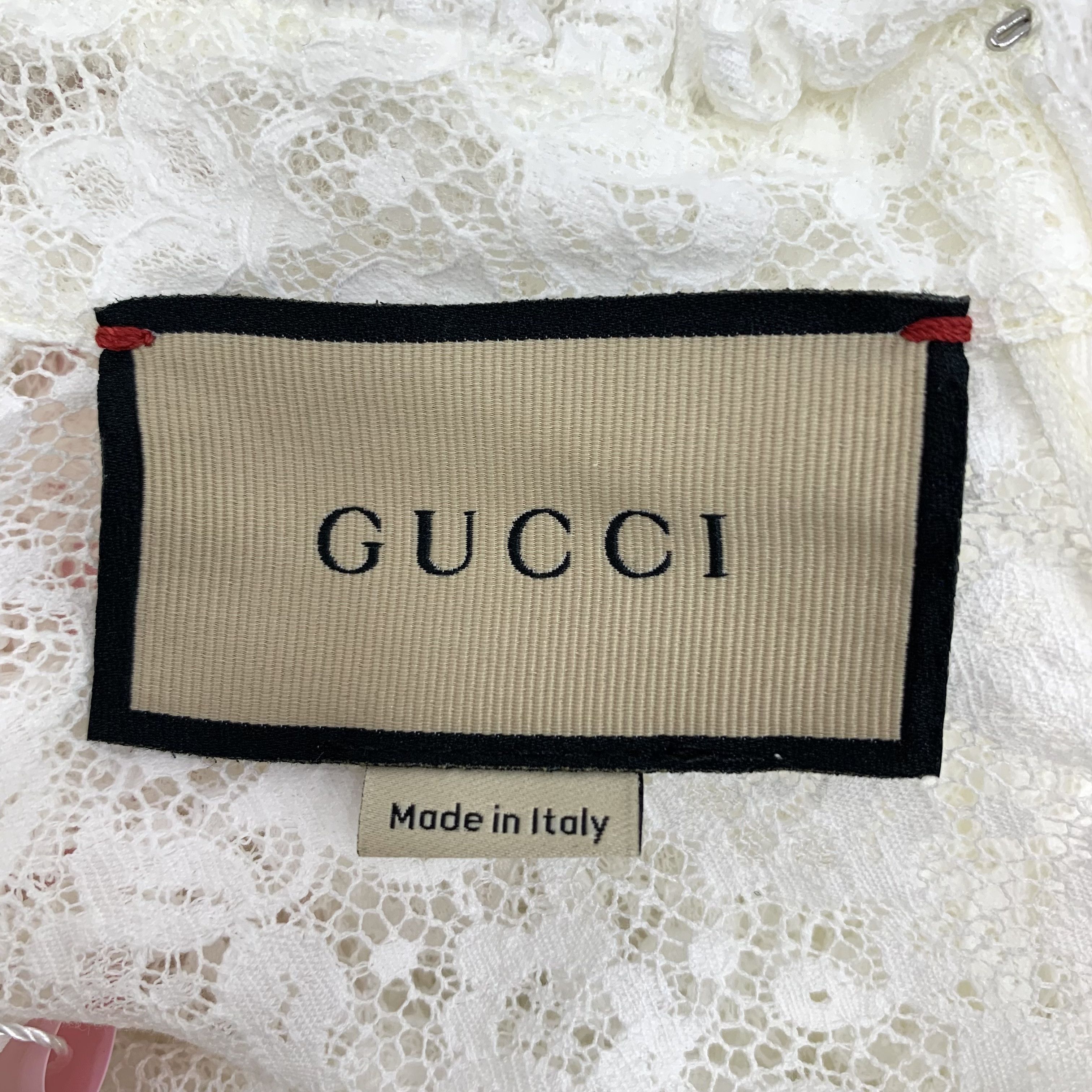 Gucci Gucci Lace Dress – White Floral Ruffle-Edge (Size M) Size M / US 6-8 / IT 42-44 - 2 Thumbnail