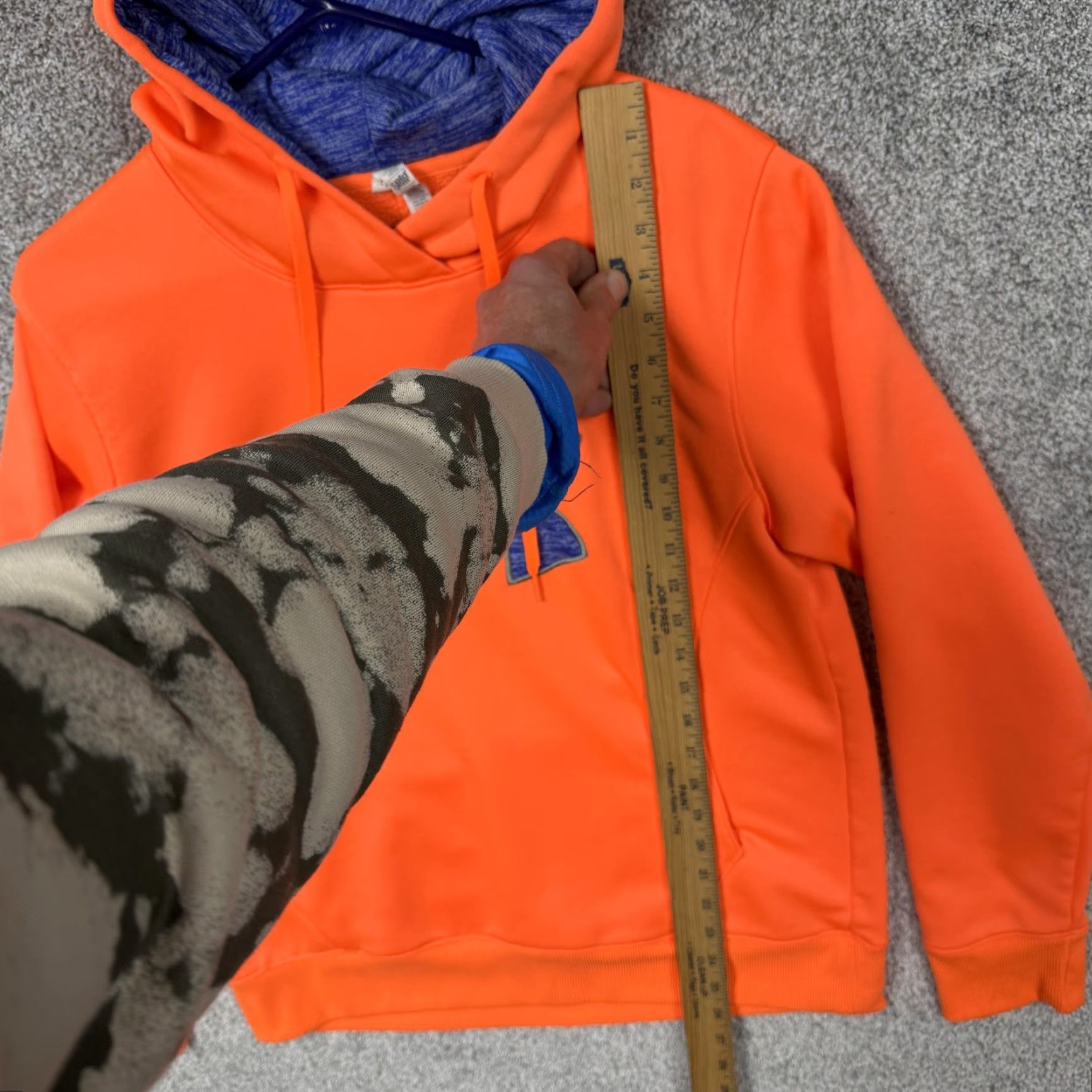 Under Armour Under Armour ColdGear Hoodie Mens Large Orange Blue Pullover Fleece Sweatshirt Size US L / EU 52-54 / 3 - 2 Thumbnail