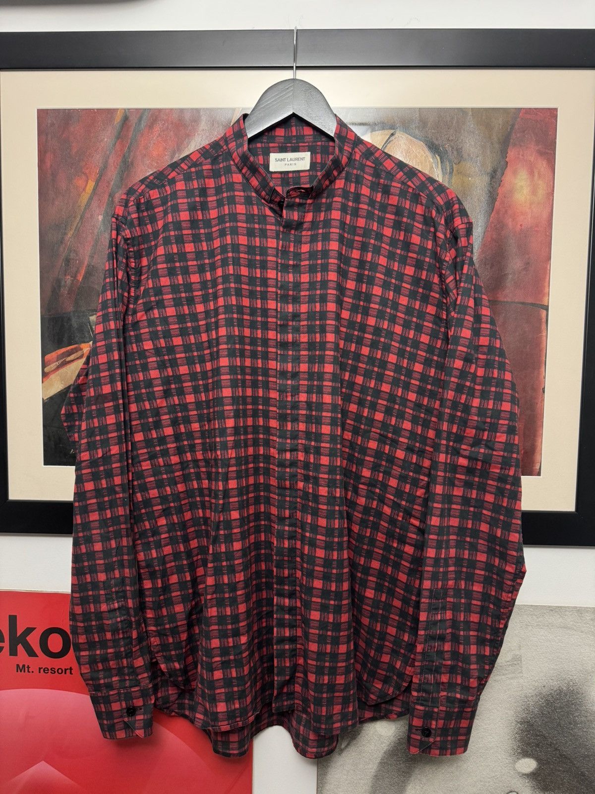 Hedi Slimane × Saint Laurent Paris FW16 Hedi Slimane Saint Laurent Plaid Button Up Shirt Rare Size US L / EU 52-54 / 3 - 1 Thumbnail