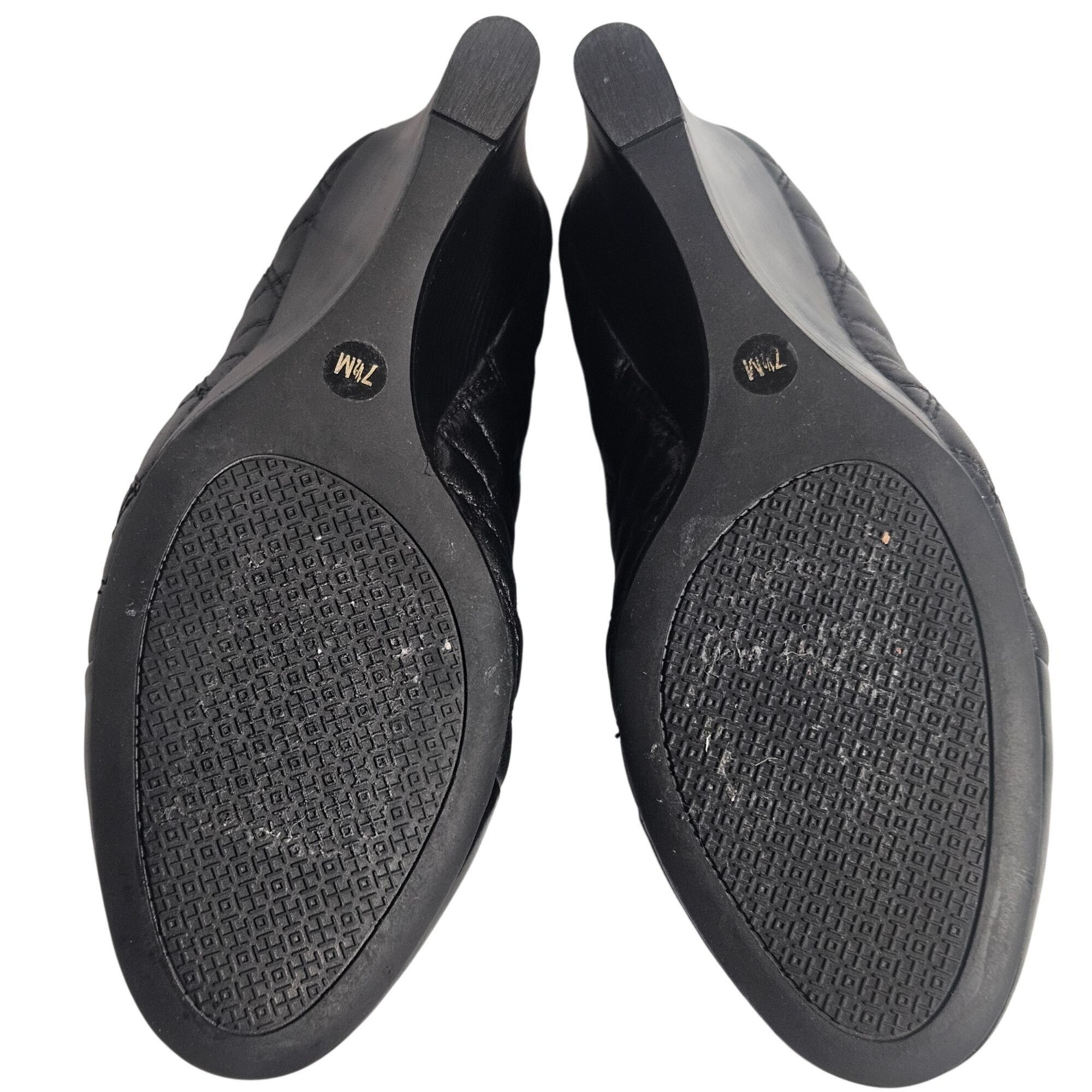 Tory Burch Tory Burch Womens Quilted Leather Wedges Black 7.5M | Quiet Size US 7.5 / IT 37.5 - 11 Thumbnail