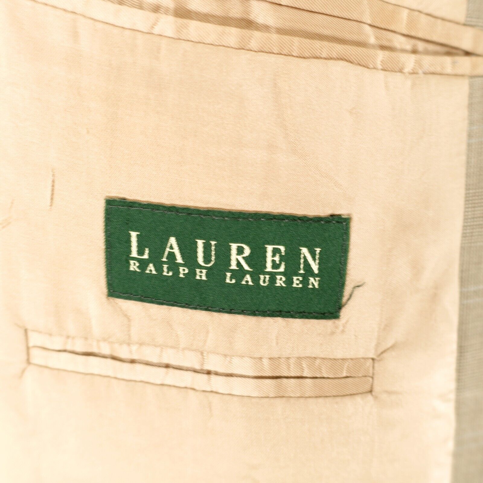 Ralph Lauren DAMAGED Lauren Ralph Lauren Wool Tan Plaid W/ Blue Windowpan Size 40L - 9 Thumbnail