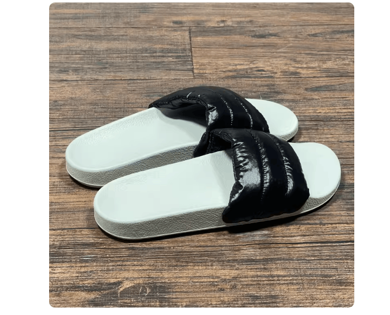 Rick Owens Rick Owens RO men's black/white duck cloth slides, in stock Size US 9 / EU 42 - 1 Thumbnail